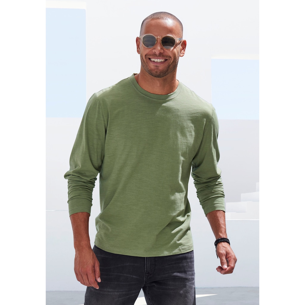 John Devin Langarmshirt, (2er-Pack), Longsleeve in hochwertiger slub-yarn Qualität