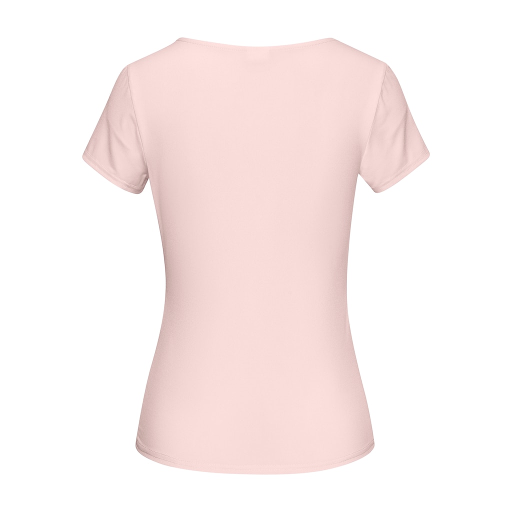 LASCANA T-Shirt, aus bügelfreiem Material, elegantes Kurzarmshirt, doppellagig