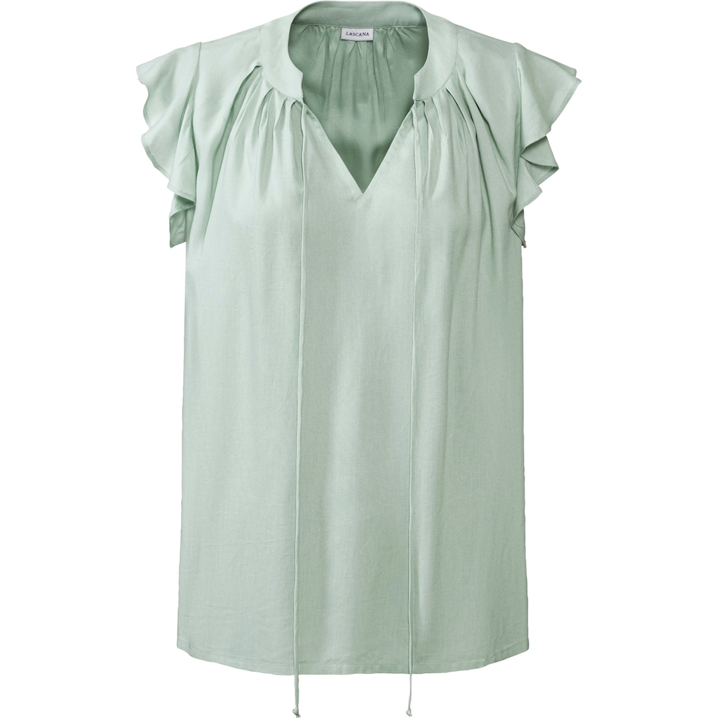 LASCANA Schlupfbluse, mit Rüschenärmeln, Kurzarmbluse, elegant