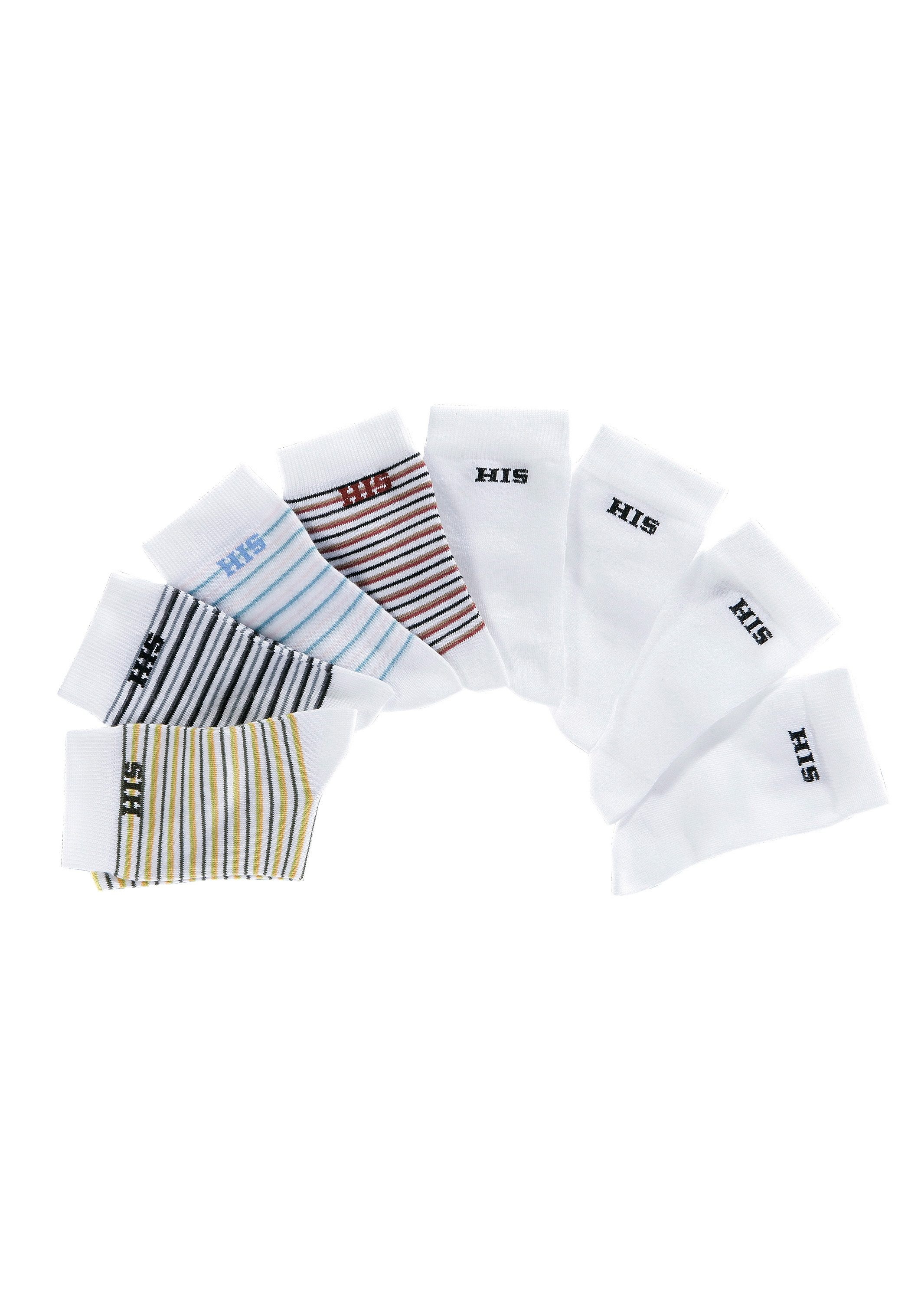 H.I.S Socken "Damen Herren Ringel und uni Socken" Packung, 8 Stk. tlg. geringelt und unifarben
