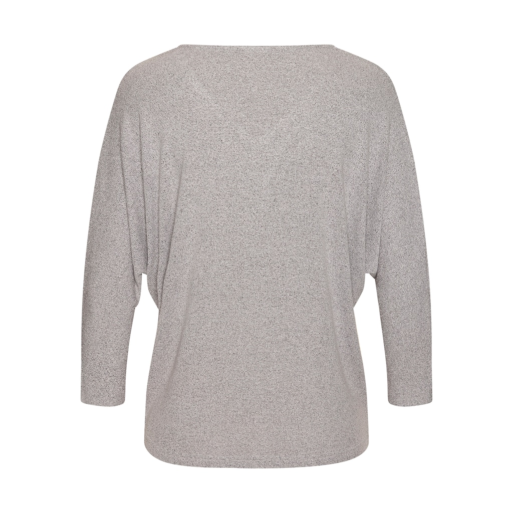 LASCANA 3/4-Arm-Shirt »mit funkelndem Strassknopf«, aus strukturierter Viskose-Qualität