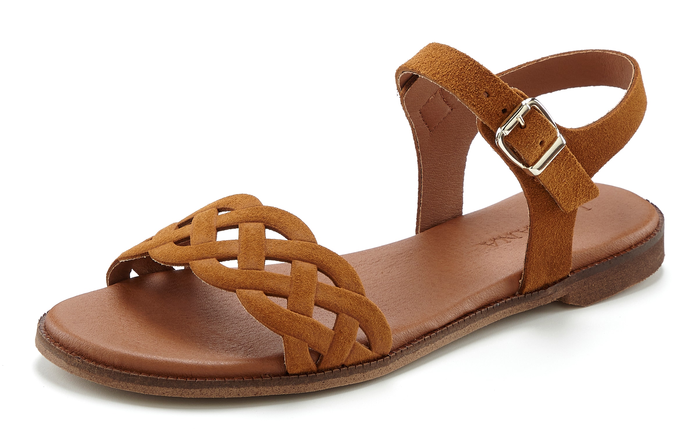 LASCANA Sandale »Sommerschuh«, Sandalette, Sommerschuh aus Leder mit Cut-Outs und weicher Innensohle