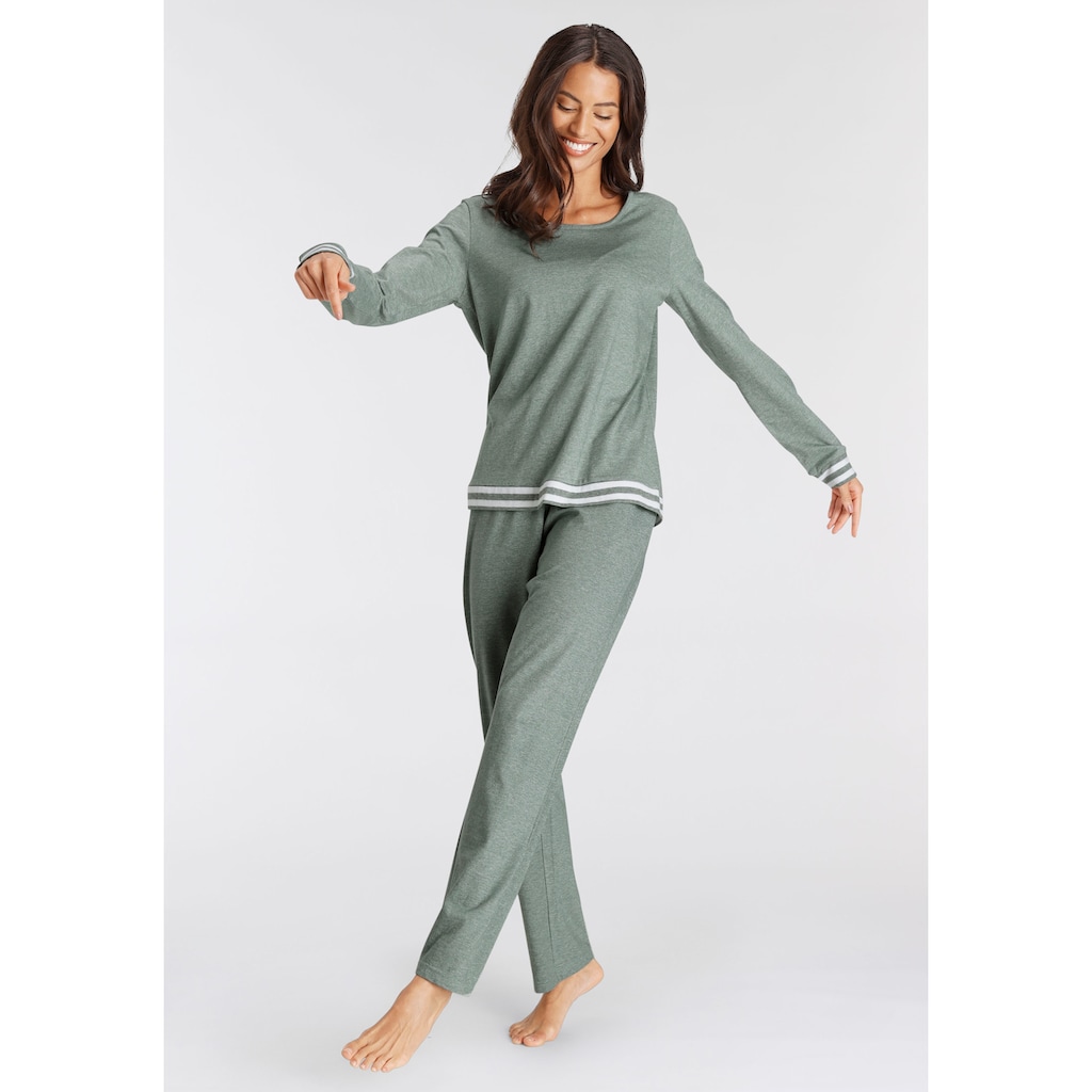Vivance Dreams Pyjama, (2 tlg.), mit gestreiften Bündchen
