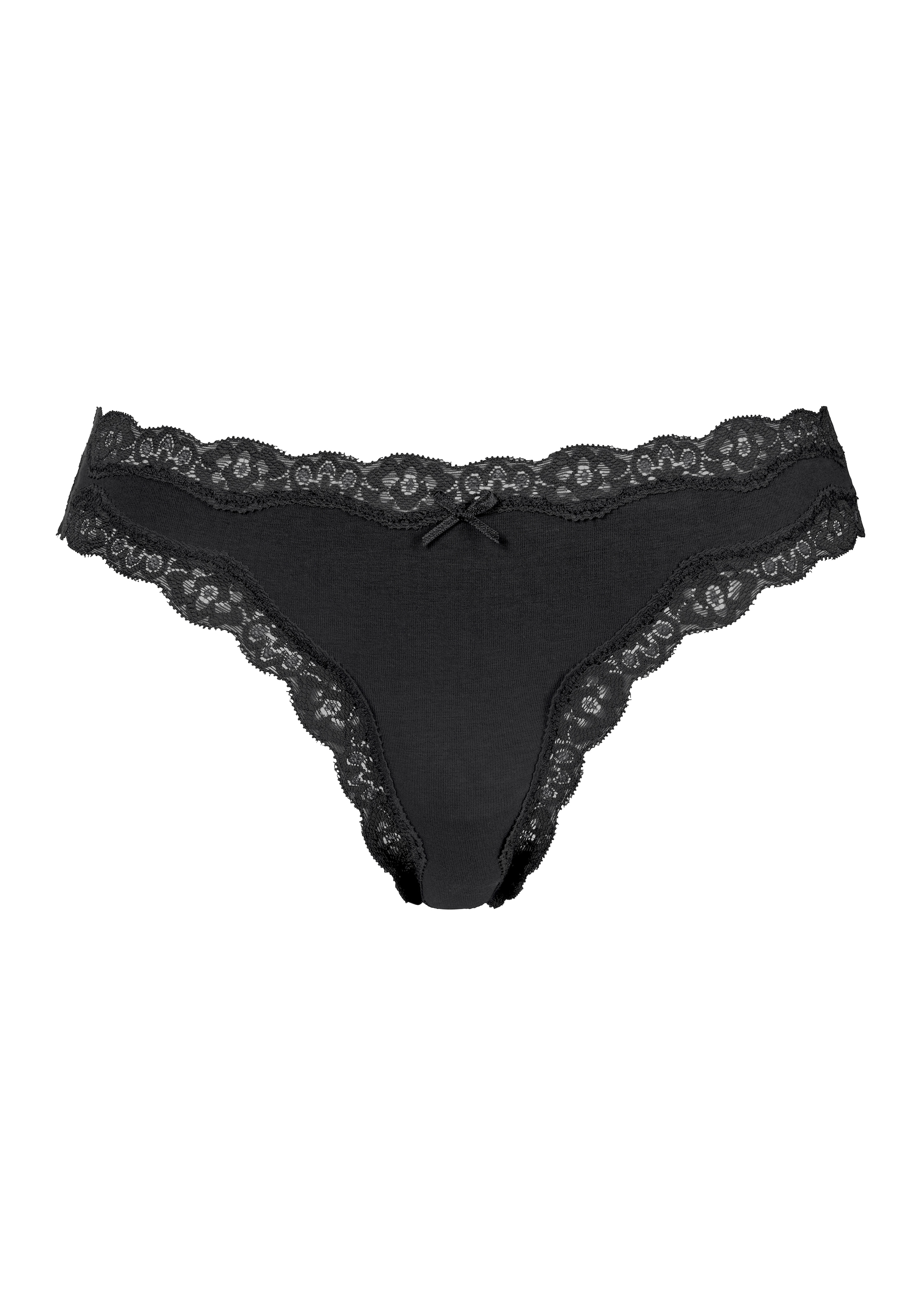 LASCANA String, (Packung, 3 St.), mit floraler Spitze