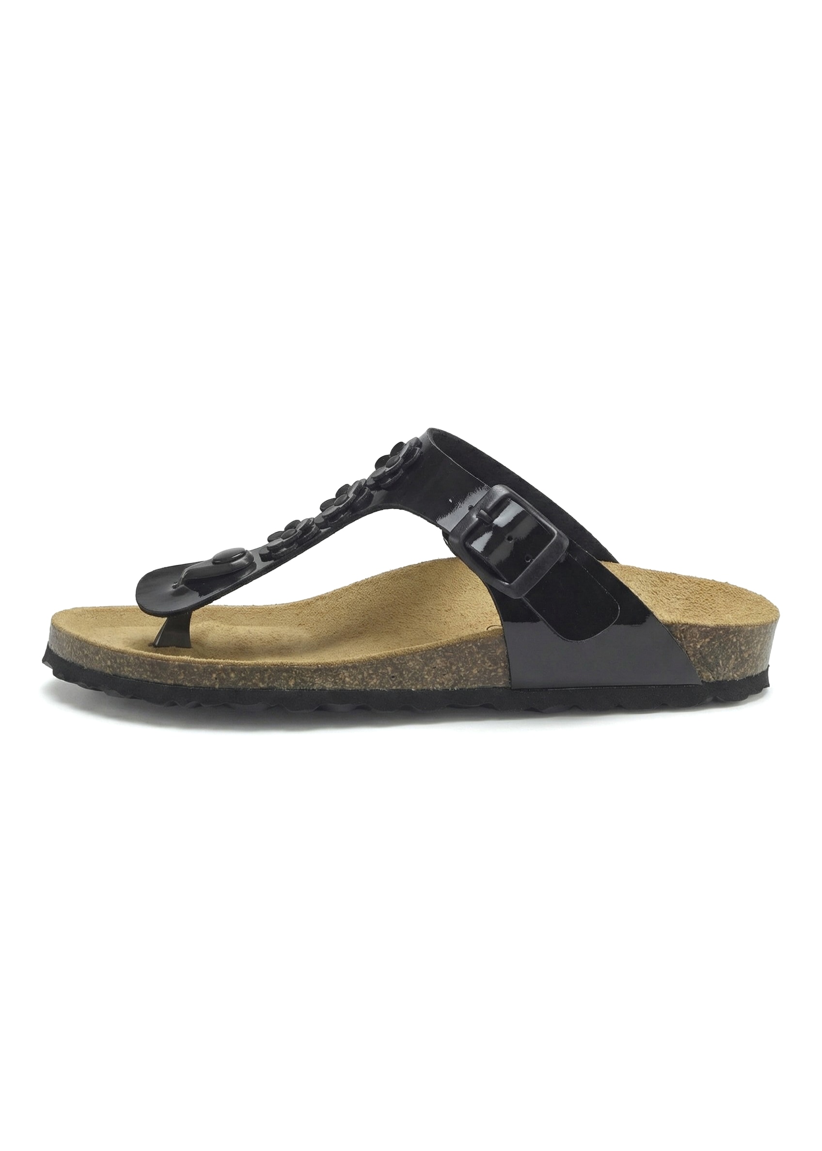 LASCANA Zehentrenner »Sandale, Pantolette, offener Schuh, Sommerschuh,«  mit komfortablem Korkfussbett