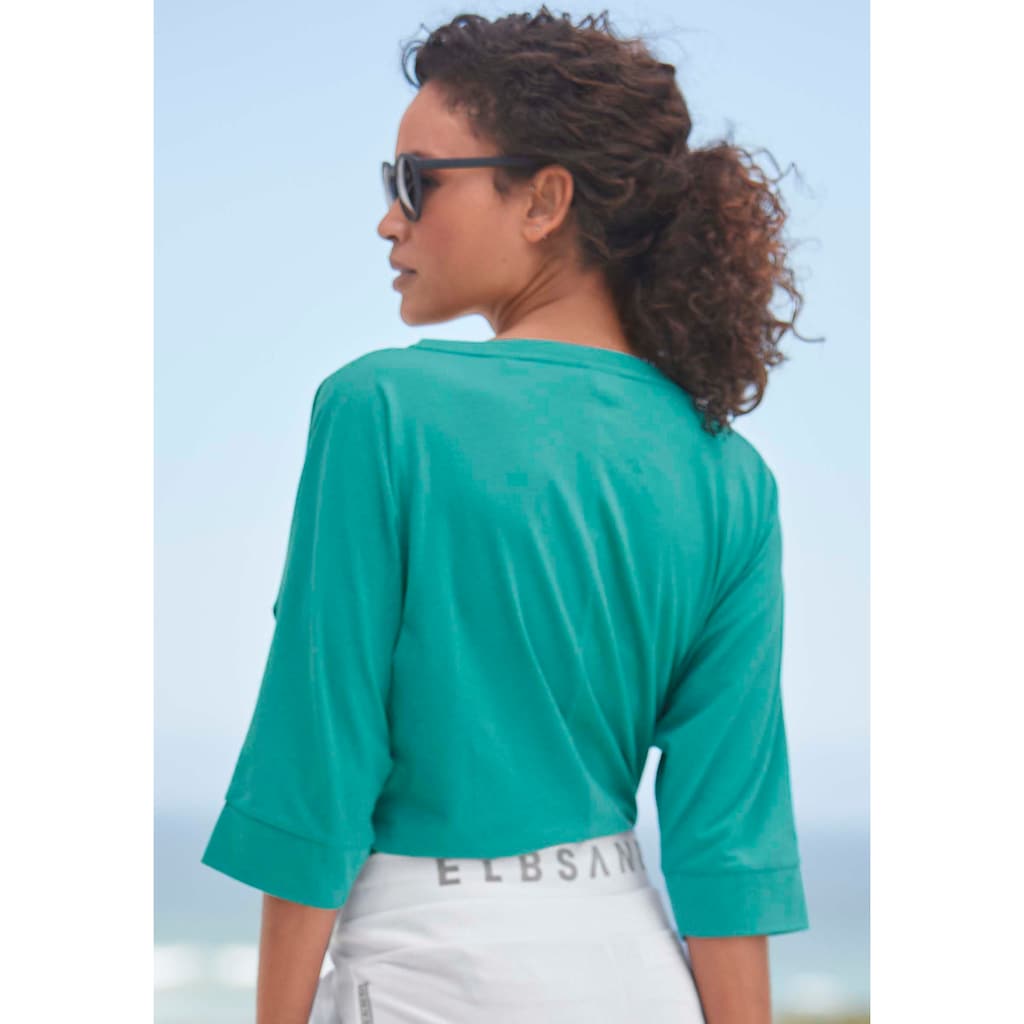 Elbsand 3/4-Arm-Shirt, mit Logodruck, Baumwoll-Mix, lockere Passform