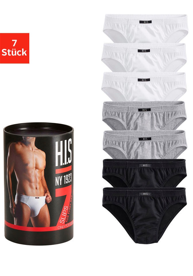 H.I.S Slip »Unterhosen für Herren« Dose, 7 Stk. aus Baumwoll-Mix in einer Dose verpackt