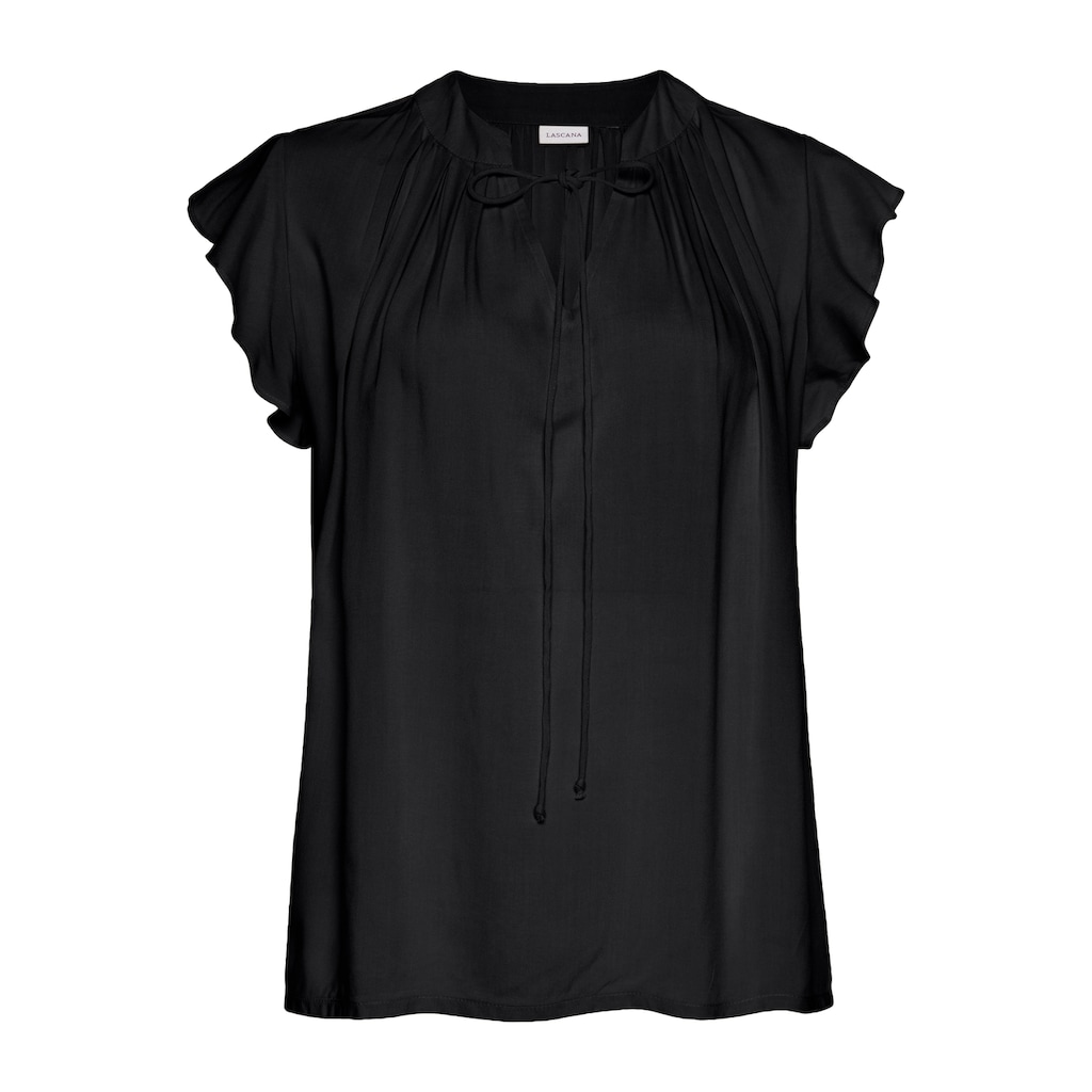 LASCANA Schlupfbluse, mit Rüschenärmeln, Kurzarmbluse, elegant