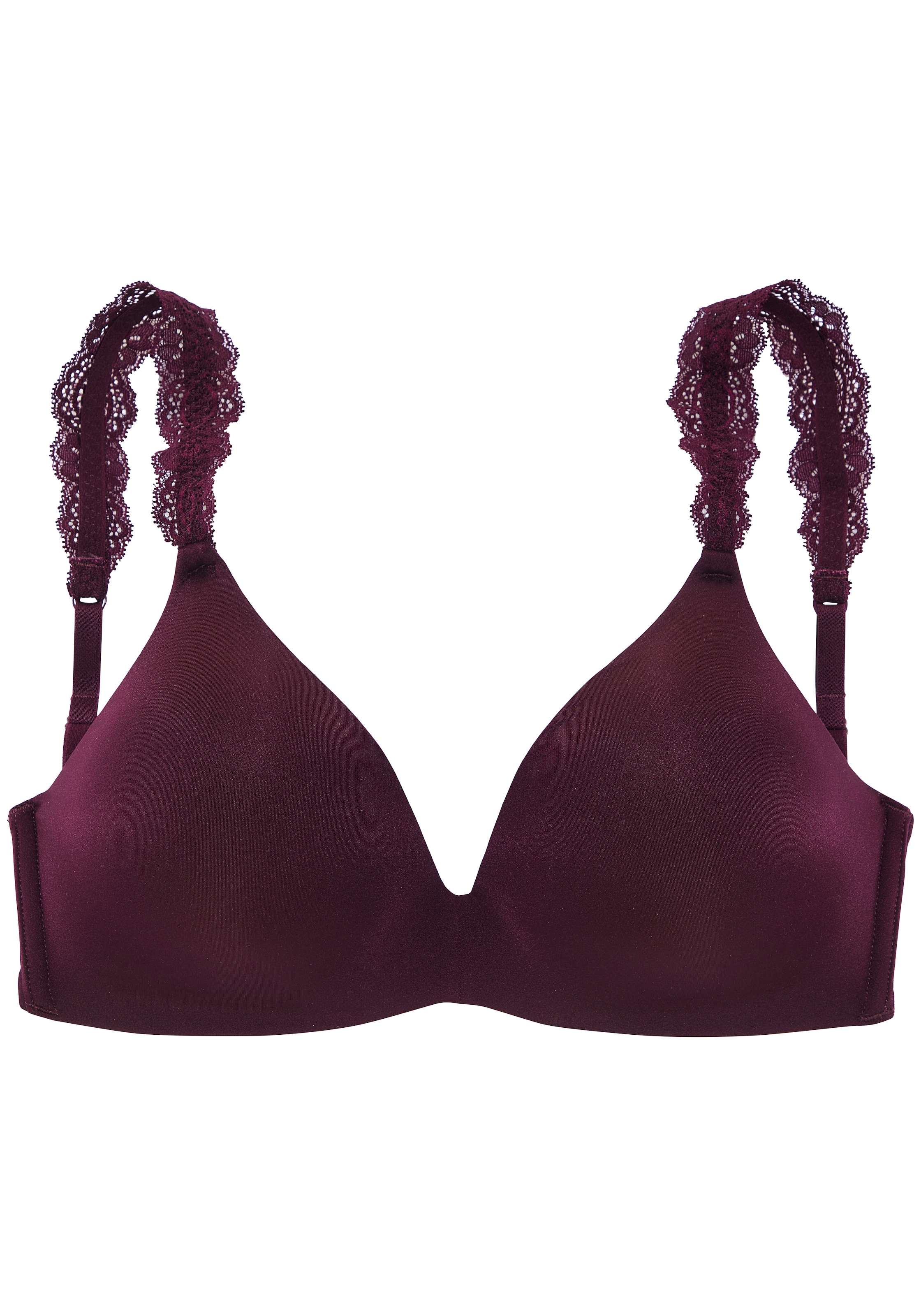 LASCANA Push-up-BH », BH ohne Bügel, bügelloser BH, T-Shirt-BH, Racerback BH« mit Spitzenträgern, 2 Tragevarianten, bequemer BH