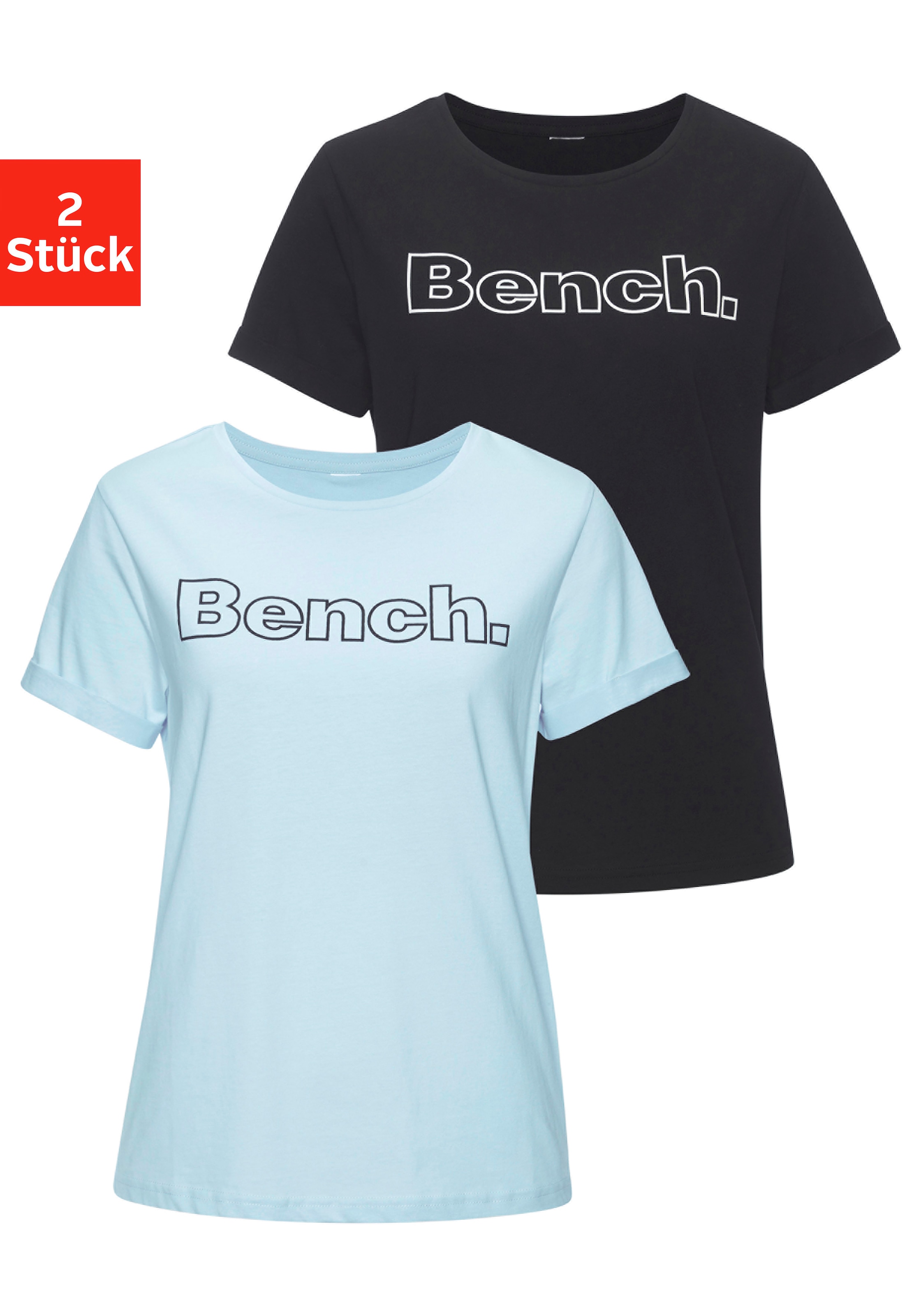 Bench. Loungewear T-Shirt Packung, 2 Stk. mit Logodruck