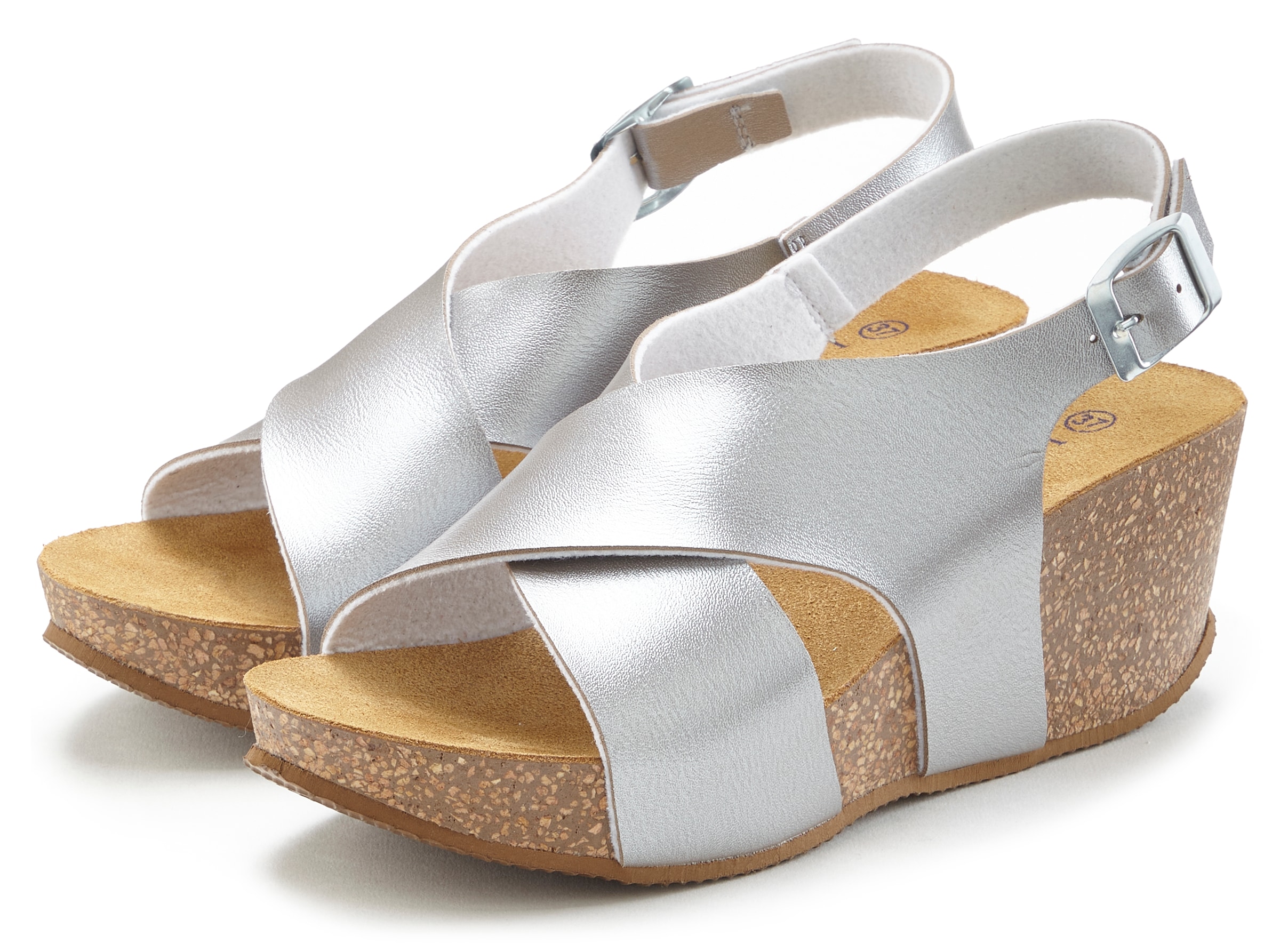 LASCANA Sandalette »Sommerschuh«, Sommerschuh mit Keilabsatz und Korkfussbett