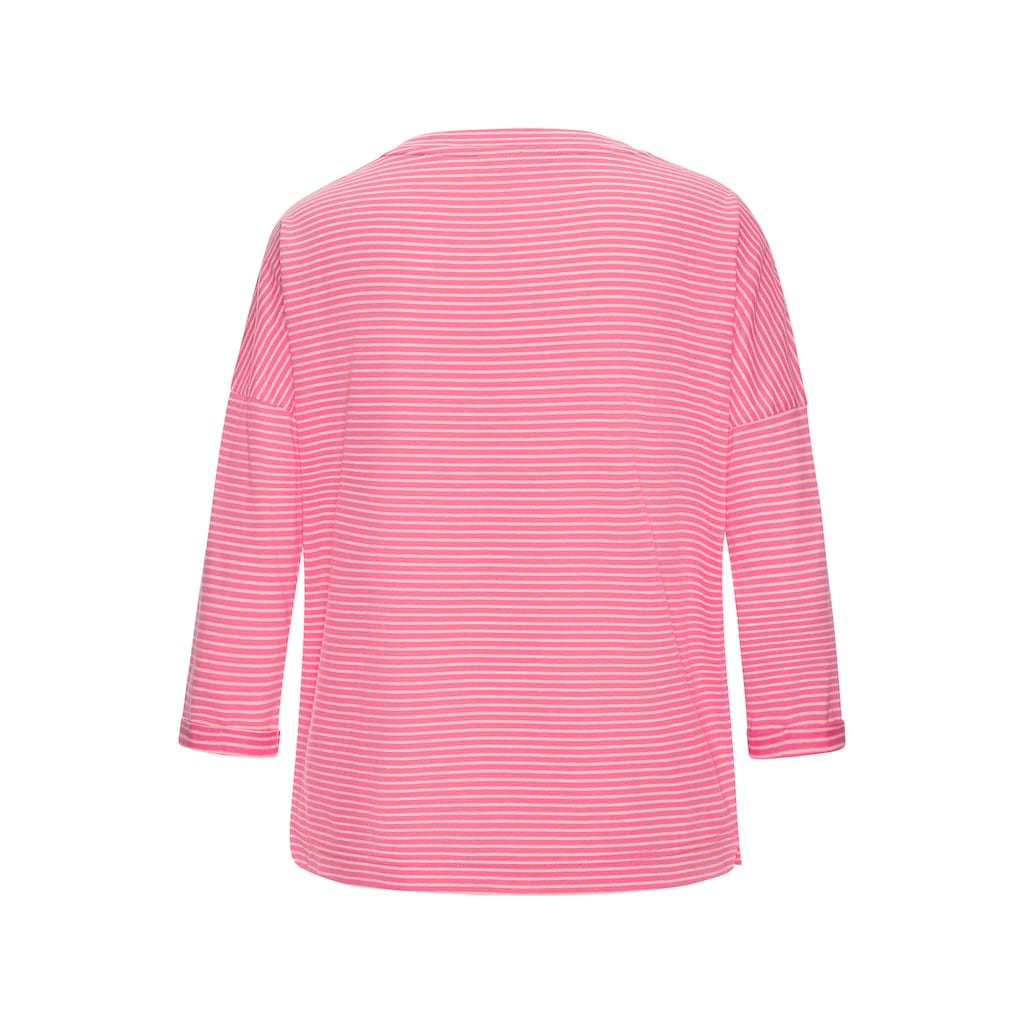 Elbsand 3/4-Arm-Shirt »Veera«, mit Logoprint und überschnittenen Schultern, lässiges Shirt