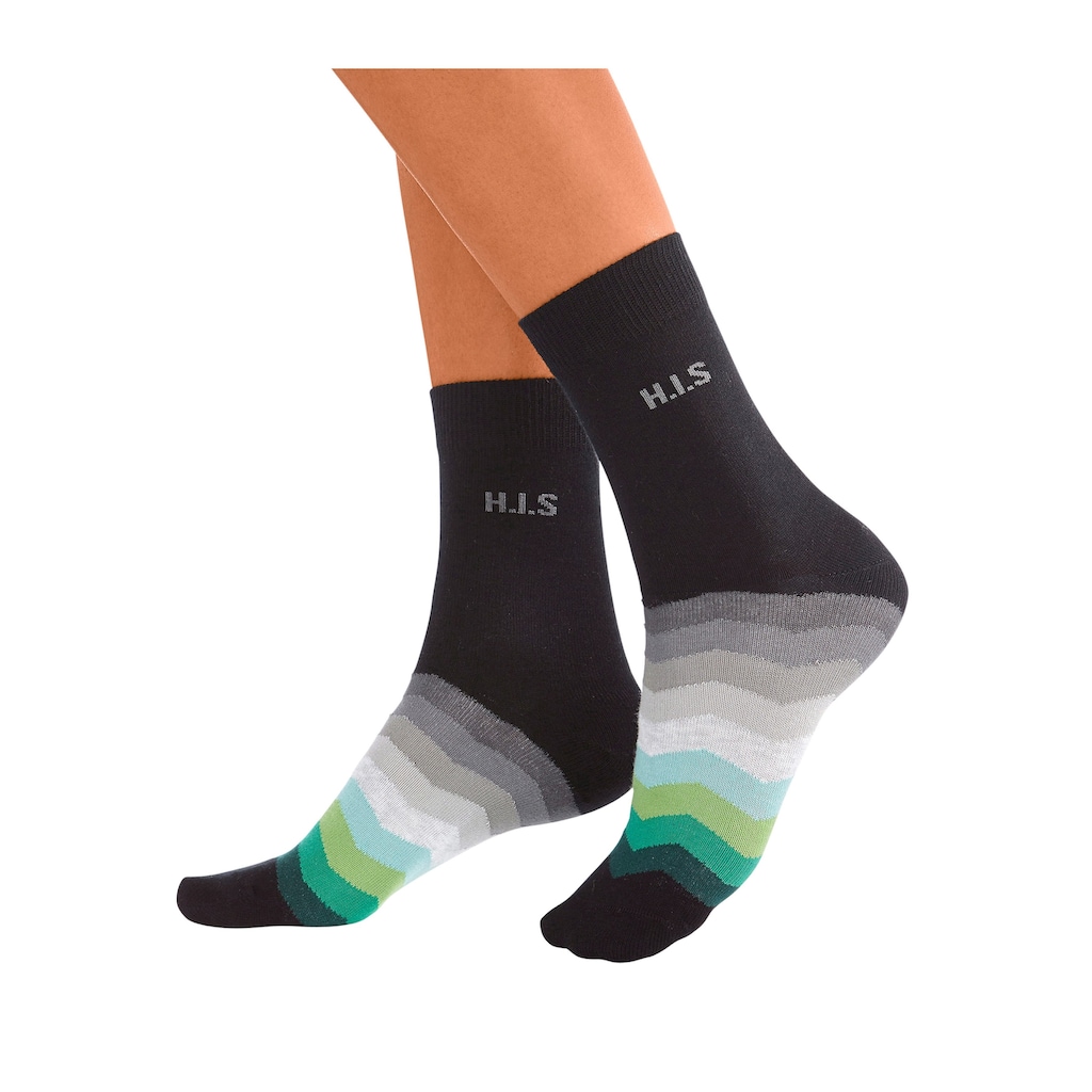 H.I.S Basicsocken, (Packung, 7 Paar), mit schwarzem Schaft