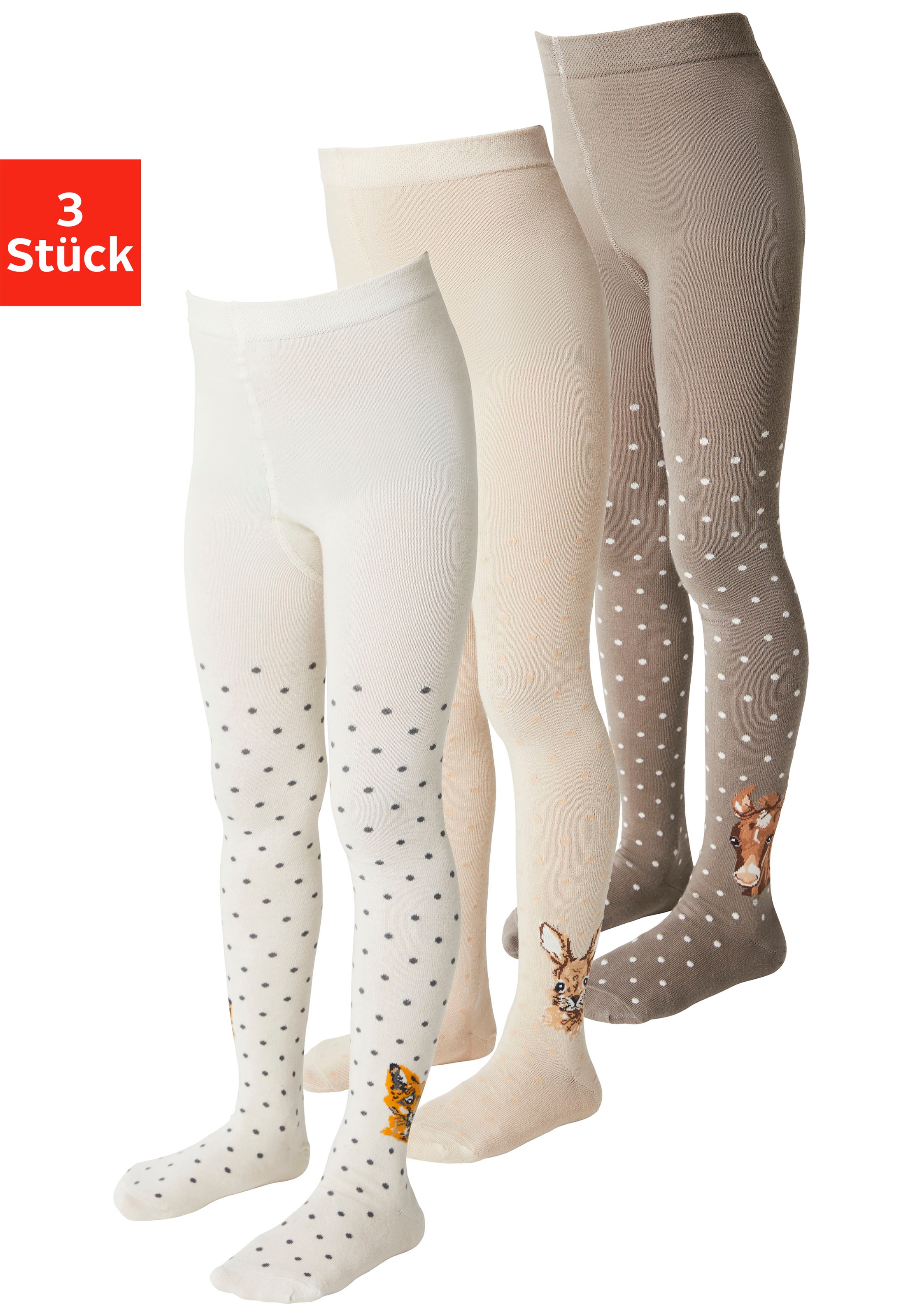 H.I.S Strickstrumpfhose Packung, 3 Stk. tlg. mit Tiermotiven
