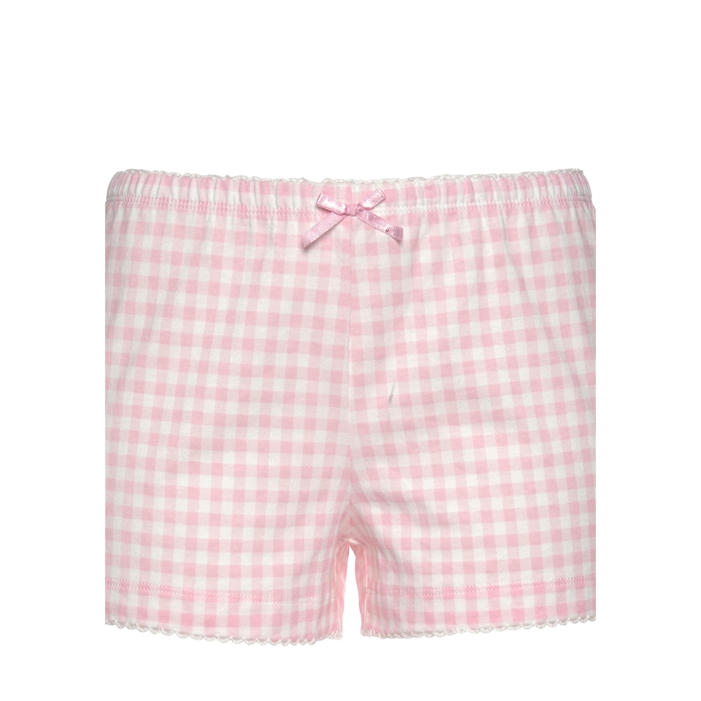 Vivance Dreams Shorty, (2 tlg.), mit feinem Muster und Häkelkante