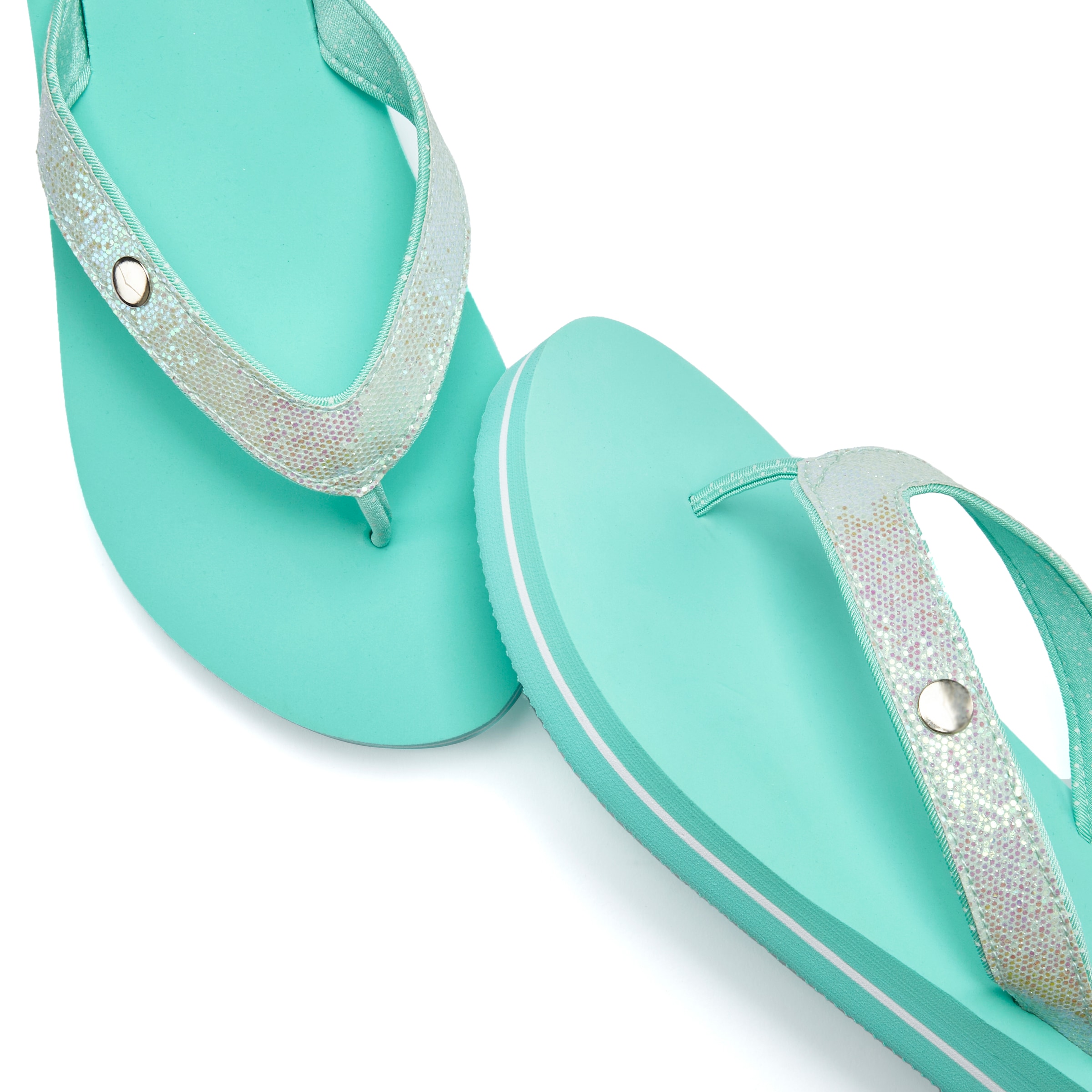 Venice Beach Badezehentrenner, Sandale, Pantolette, Badeschuh ultraleicht mit Glitzerband VEGAN