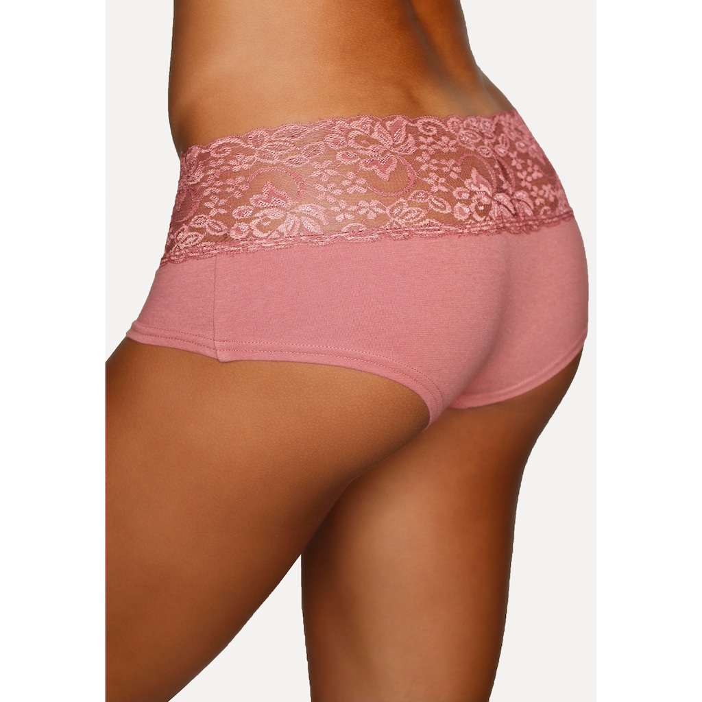 Vivance Panty, (3er-Pack), aus elastischer Baumwolle mit floraler Spitze