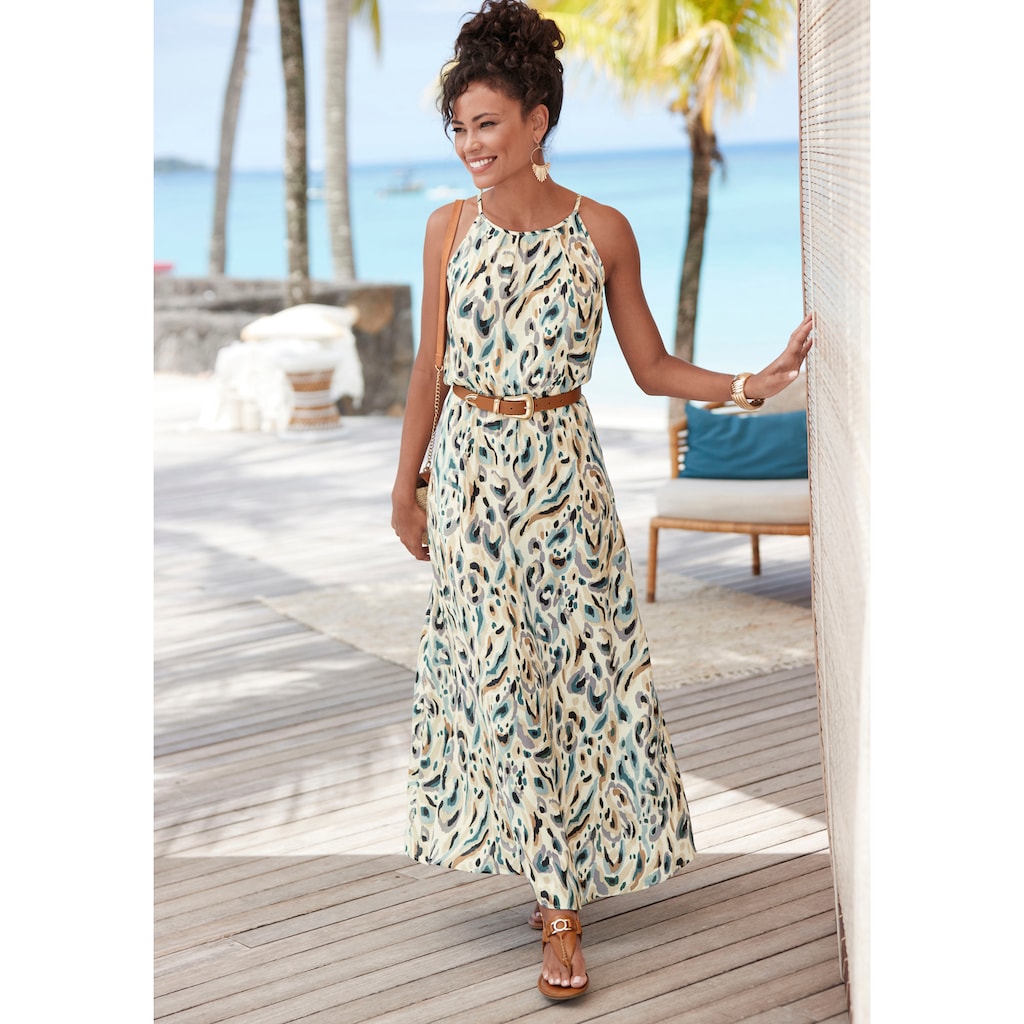 LASCANA Maxikleid, aus gewebter Viskose, leichtes Sommerkleid mit Alloverdruck