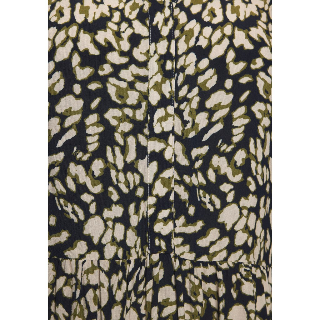 LASCANA Maxikleid, mit Leoprint und Volants, Volantkleid