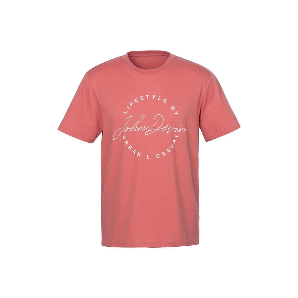 John Devin T-Shirt, Rundhalsshirt mit Print aus reiner Baumwolle