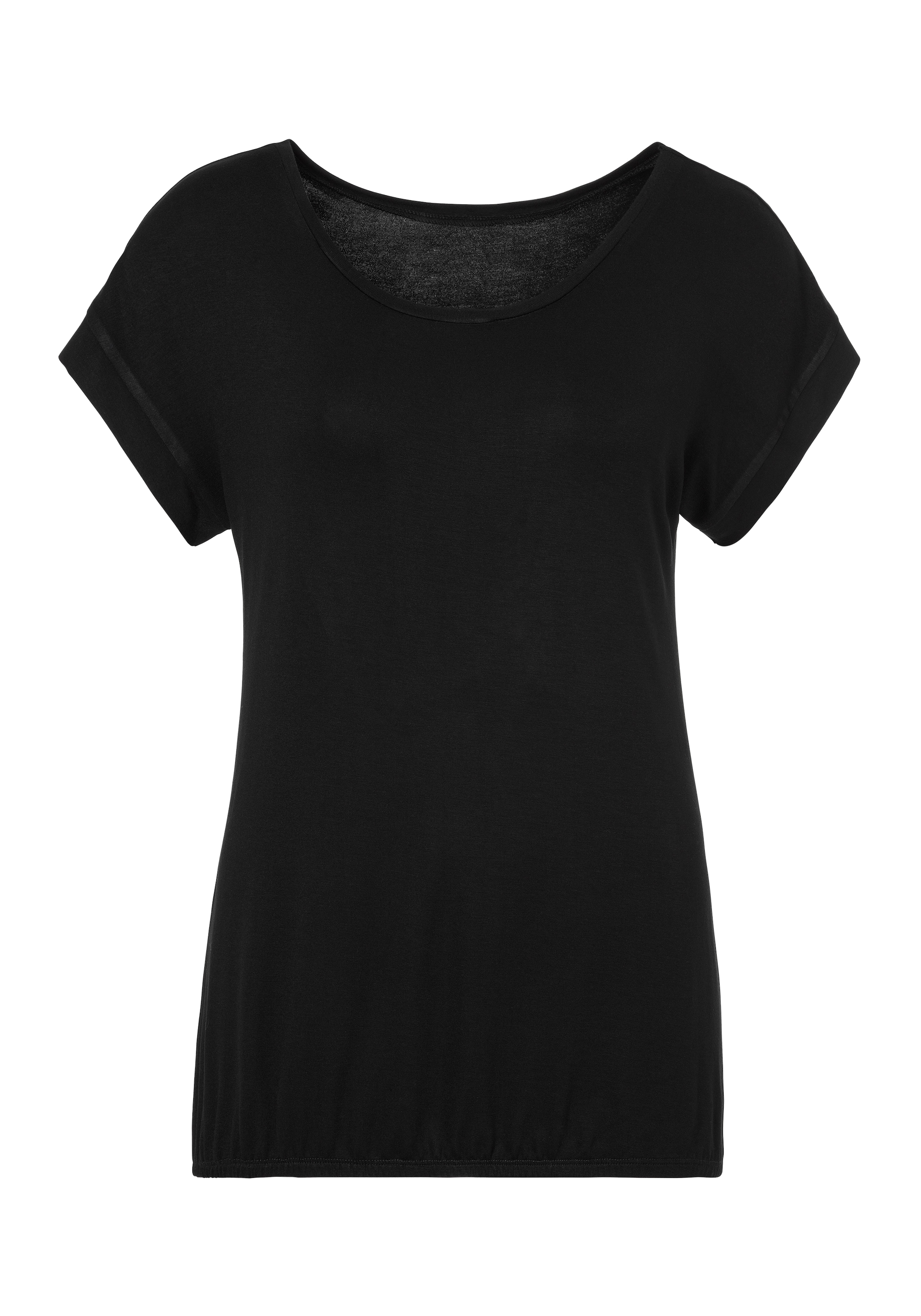 Vivance Kurzarmshirt »mit Gummizug im Bund«, (2er-Pack), aus weichem Viskose-Stretch