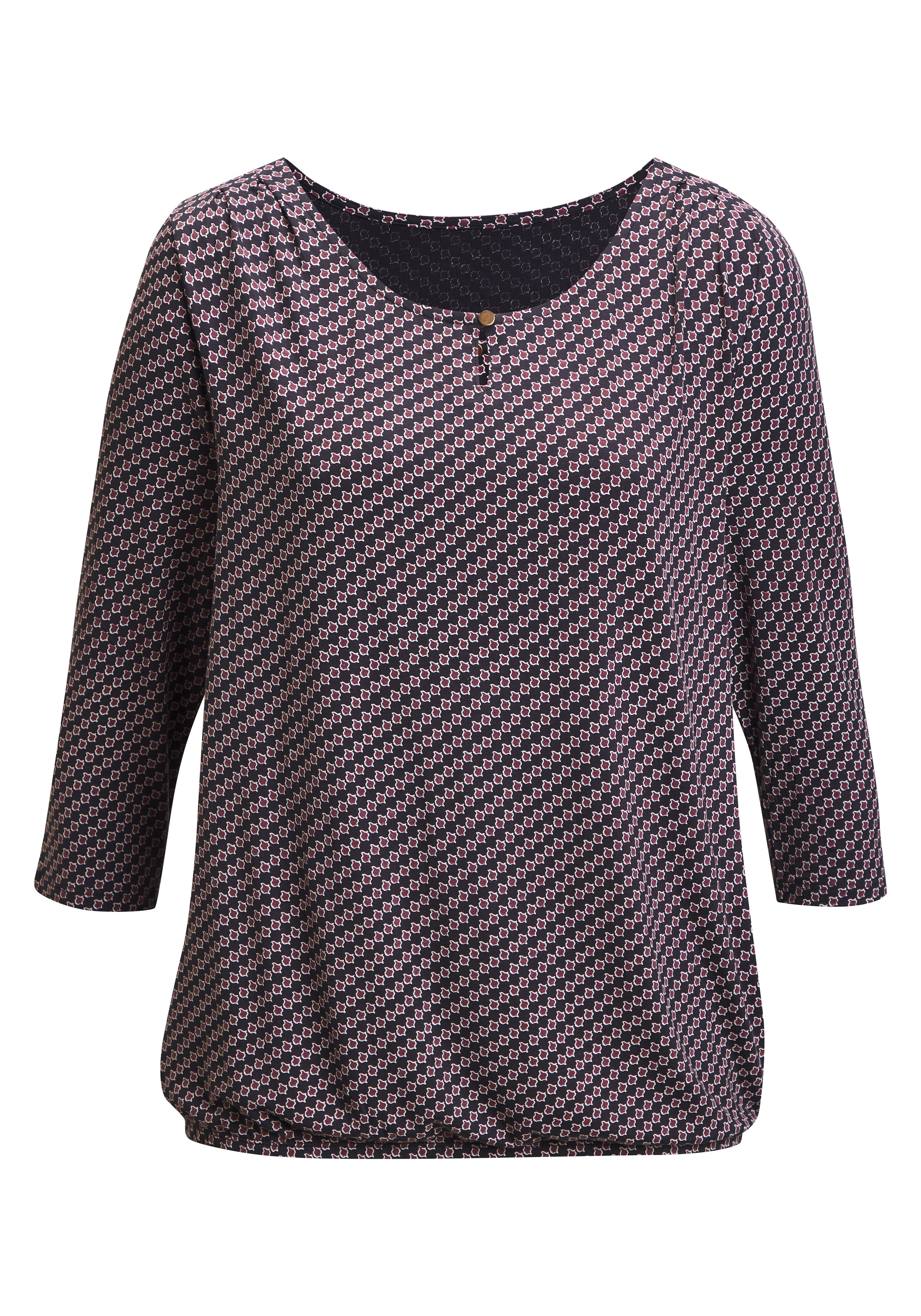 Vivance Rundhalsshirt »mit goldfarbenem Zierknopf am Ausschnitt« 2er-Pack,  aus weichem Viskose-Stretch