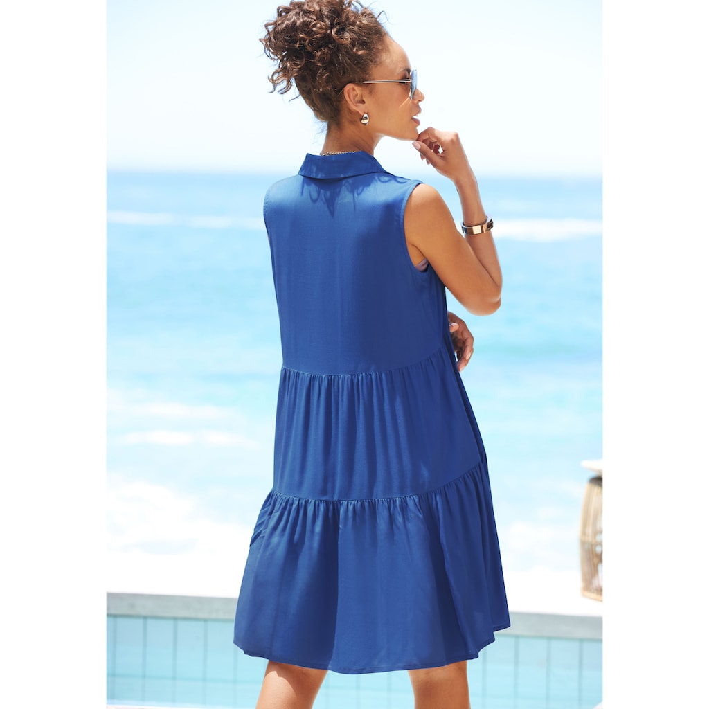 Vivance Sommerkleid, aus gewebter Viskose, Blusenkleid mit Knopfleiste und Hemdblusenkragen