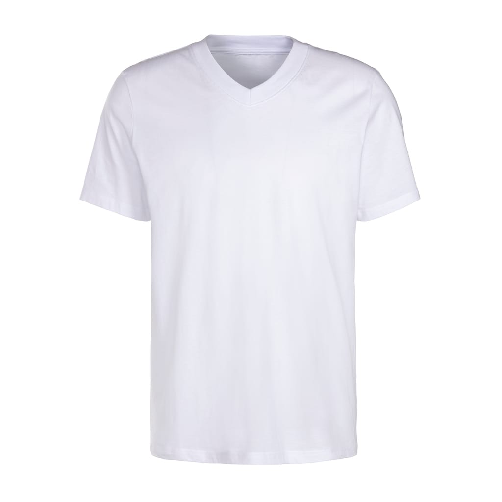 KangaROOS T-Shirt »Regular Fit,«, (2er-Pack), Freizeitshirt mit Kurzarm, V-Ausschnitt aus reine Baumwolle