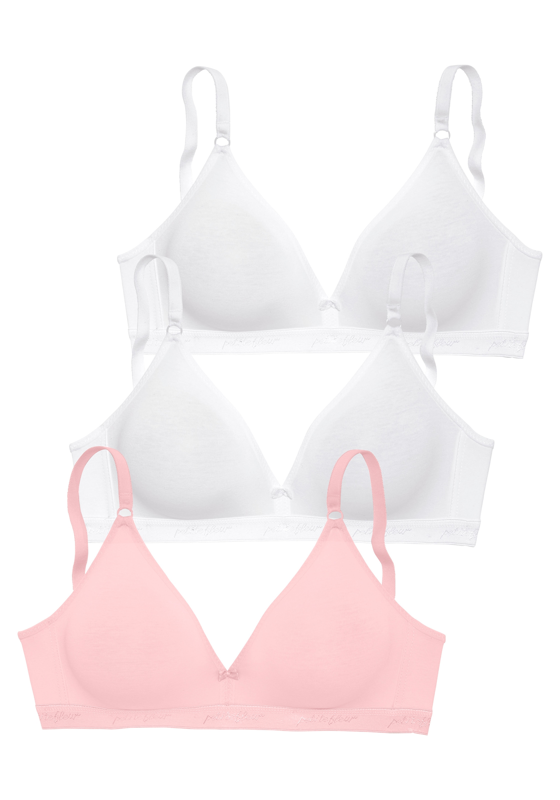 petite fleur Soutien-gorge à bretelles Packung, 3 Stück,  ohne Bügel im Triangel-Schnitt aus Baumwolle,