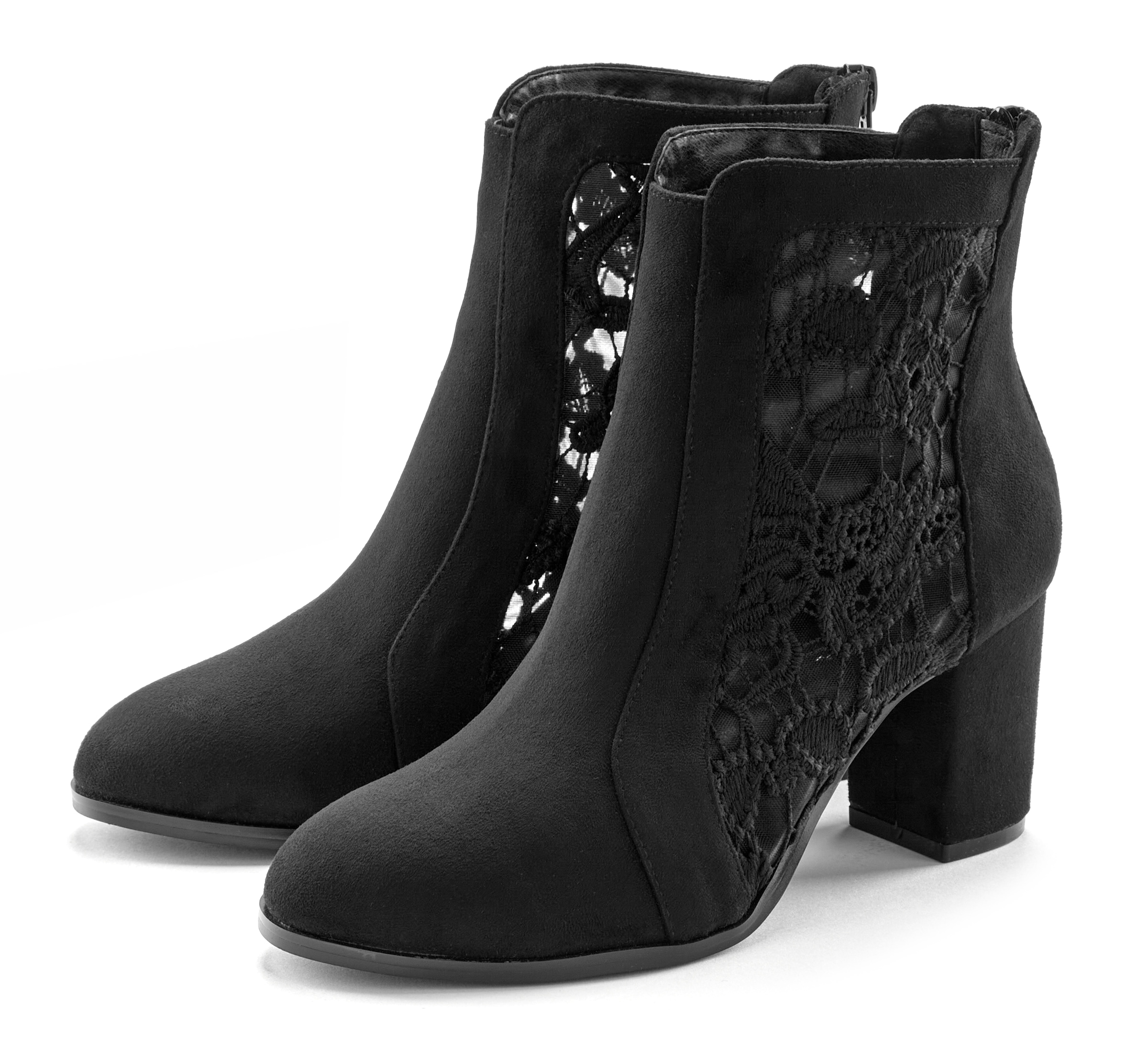 LASCANA High-Heel-Stiefelette »Ankle Boot, Stiefel« mit modischer Spitze und bequemen Blockabsatz