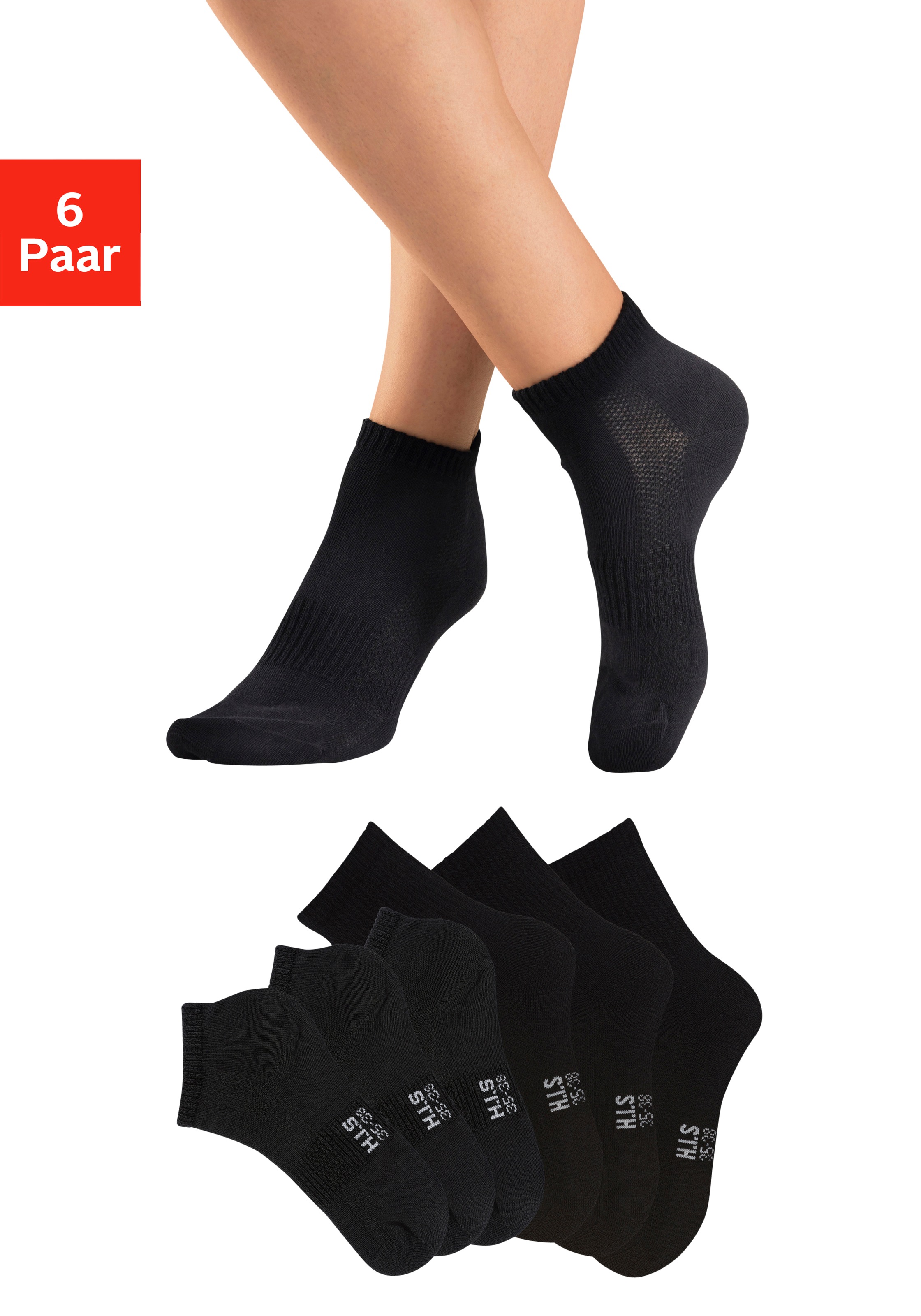 H.I.S Sportsocken Packung, 6 Stk. tlg. Fitness Pack mit zwei Längen in einer Packung