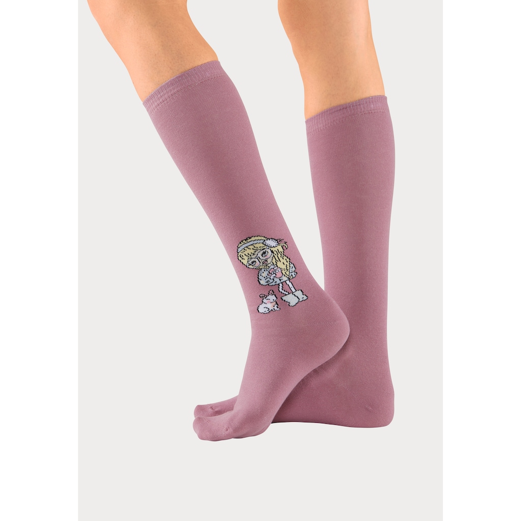 H.I.S Kniestrümpfe, (Packung, 5 Paar), mit eingestricktem Motiv