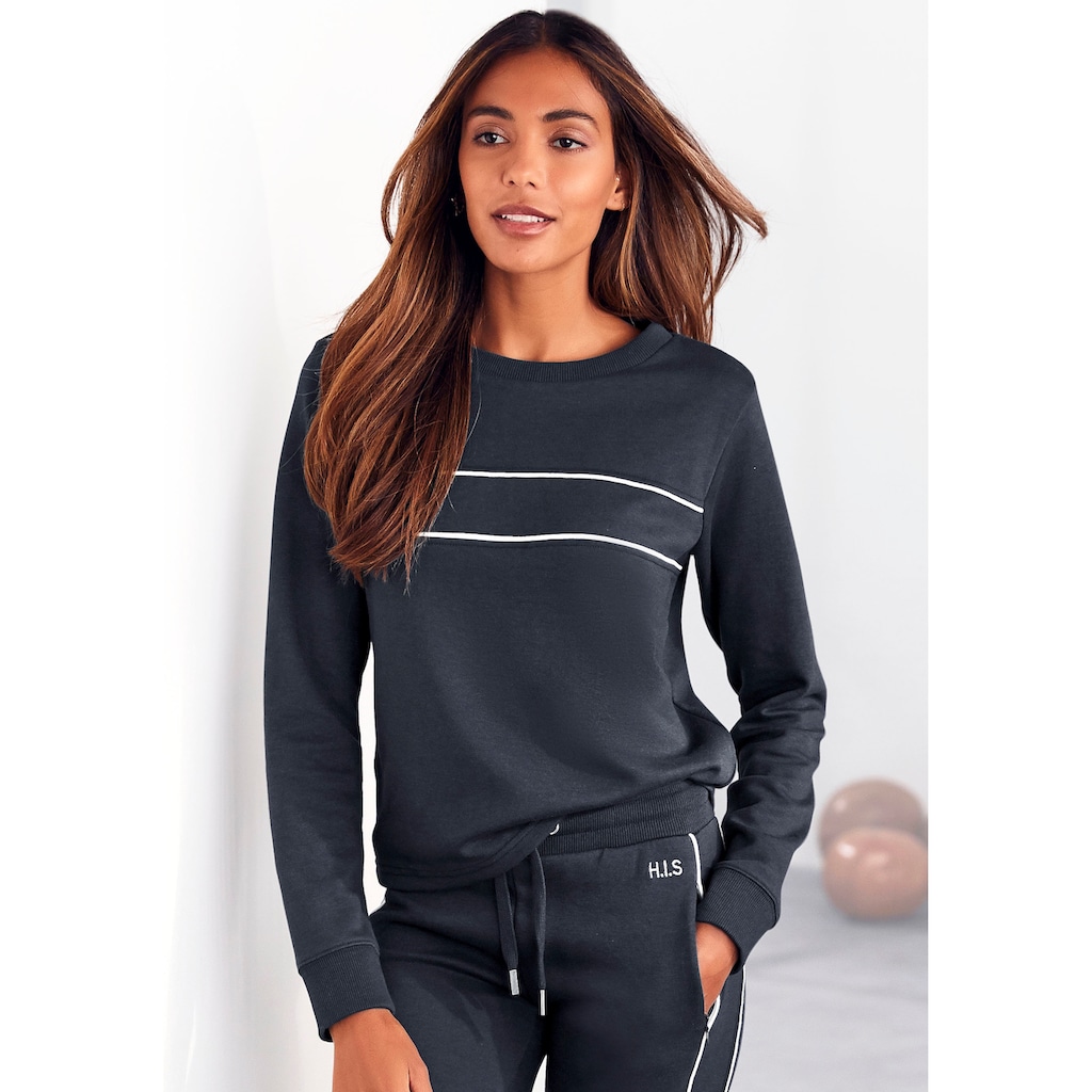 H.I.S Sweatshirt, mit Piping auf der Brust, Loungewear