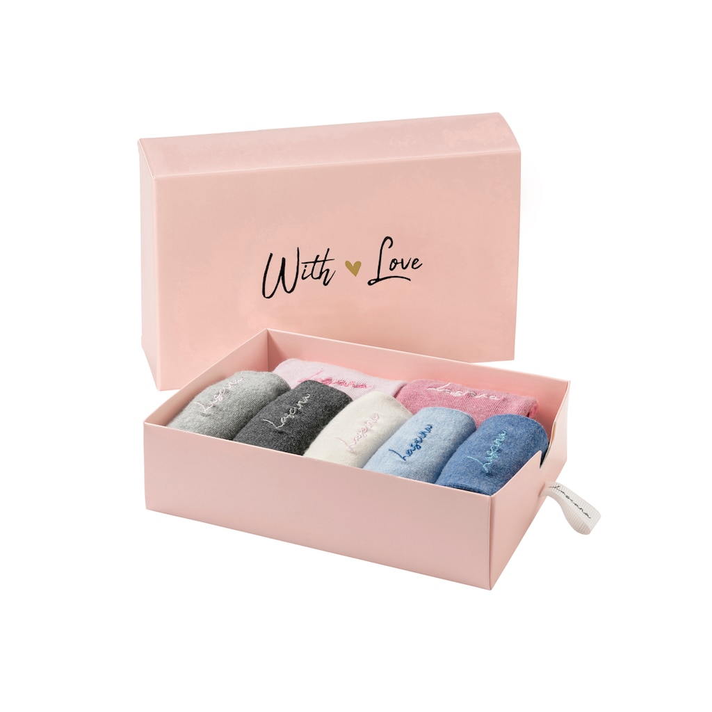 LASCANA Basicsocken, (Box, 7 Paar), mit hochwertiger Logo Stickerei