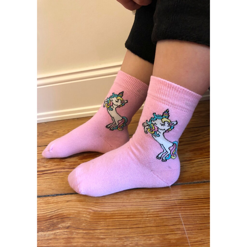 H.I.S Basicsocken, (Packung, 4 Paar), mit Einhorn Motiven