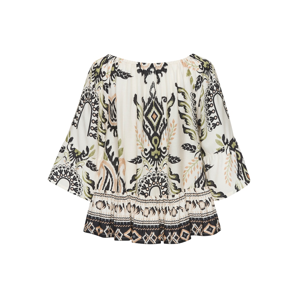 Buffalo Carmenbluse, mit Alloverprint, Sommerbluse, Tunika, Blusenshirt