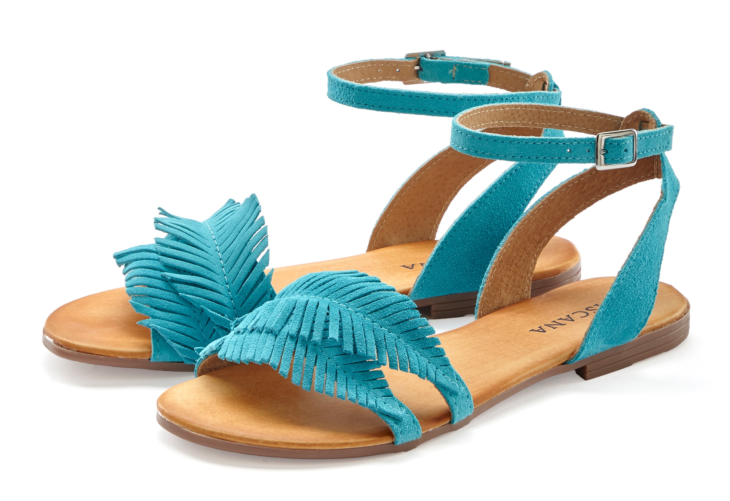 LASCANA Sandale »Sommerschuh«, Sandalette, Sommerschuh aus Leder mit modischen Fransen