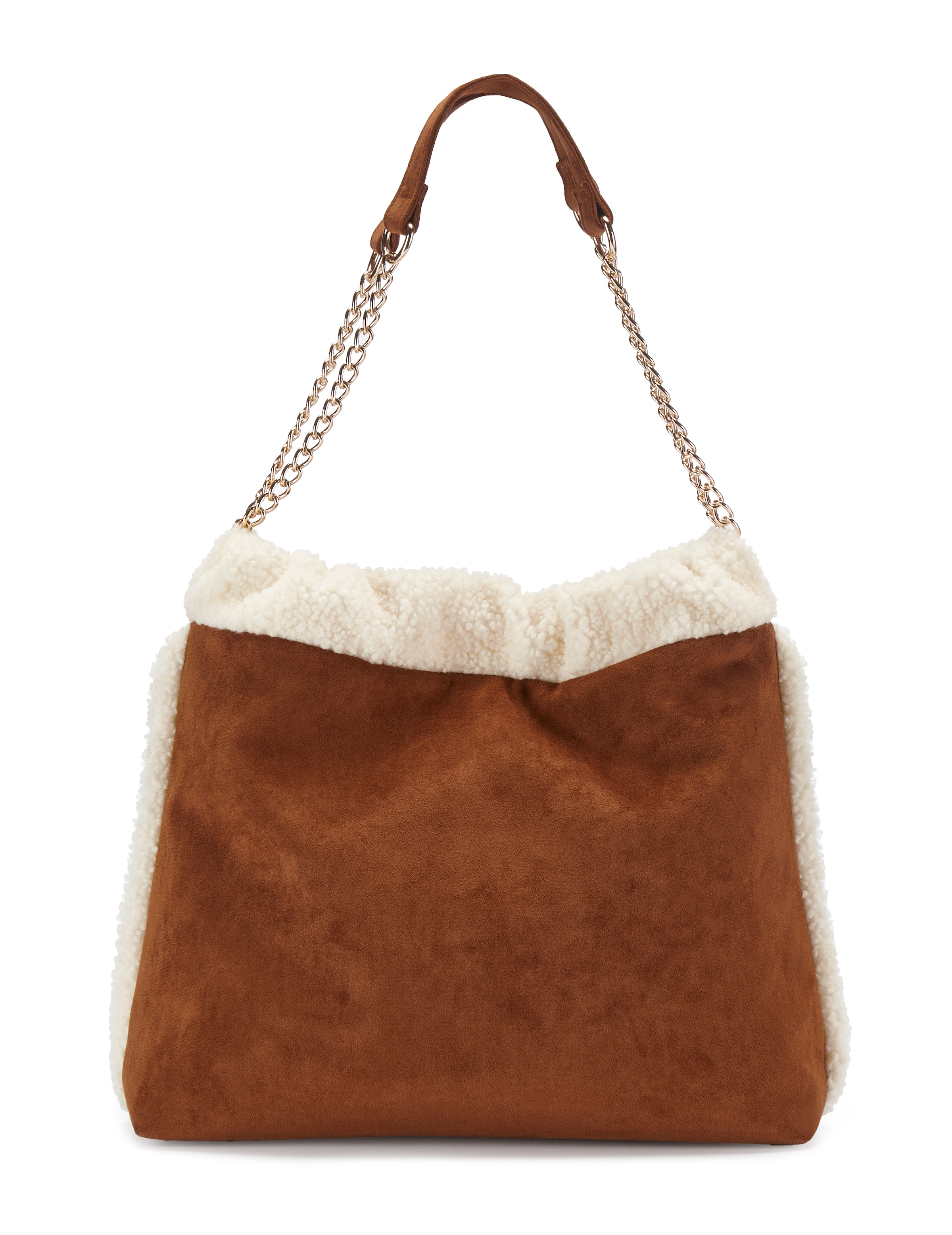 Vivance Handtasche »Schultertasche, Henkeltasche, Damentasche, Shopper« NEU mit Kettenhenkel und Teddyfell-Applikation VEGAN