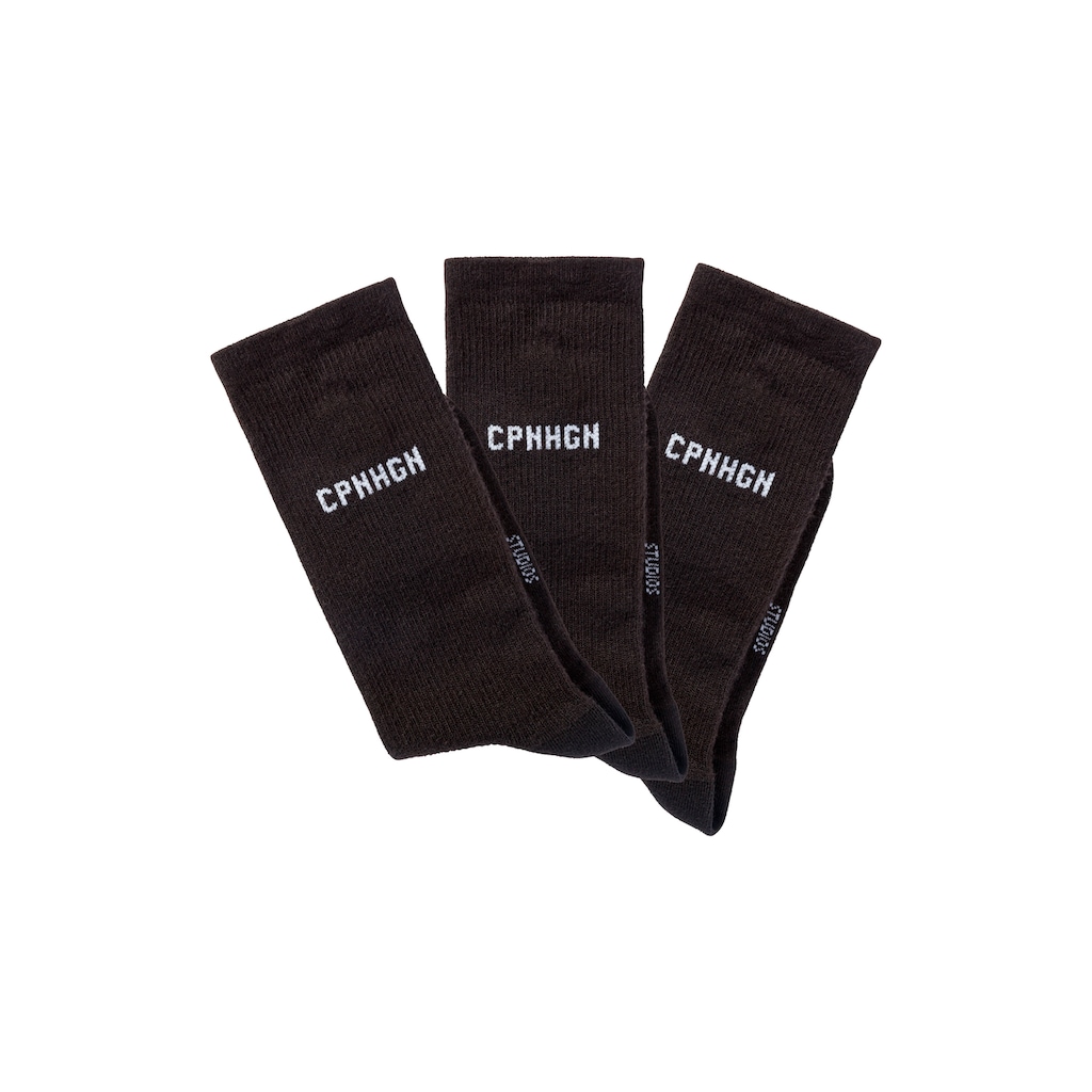 Copenhagen Studios Basicsocken, (Packung, 3 Paar), mit Rippstruktur und Stickerei