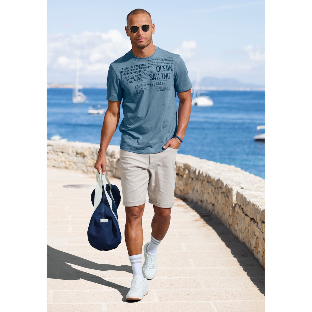 John Devin T-Shirt »mit Print«, Regular-Fit, aus Slub-Qualität, mit Print