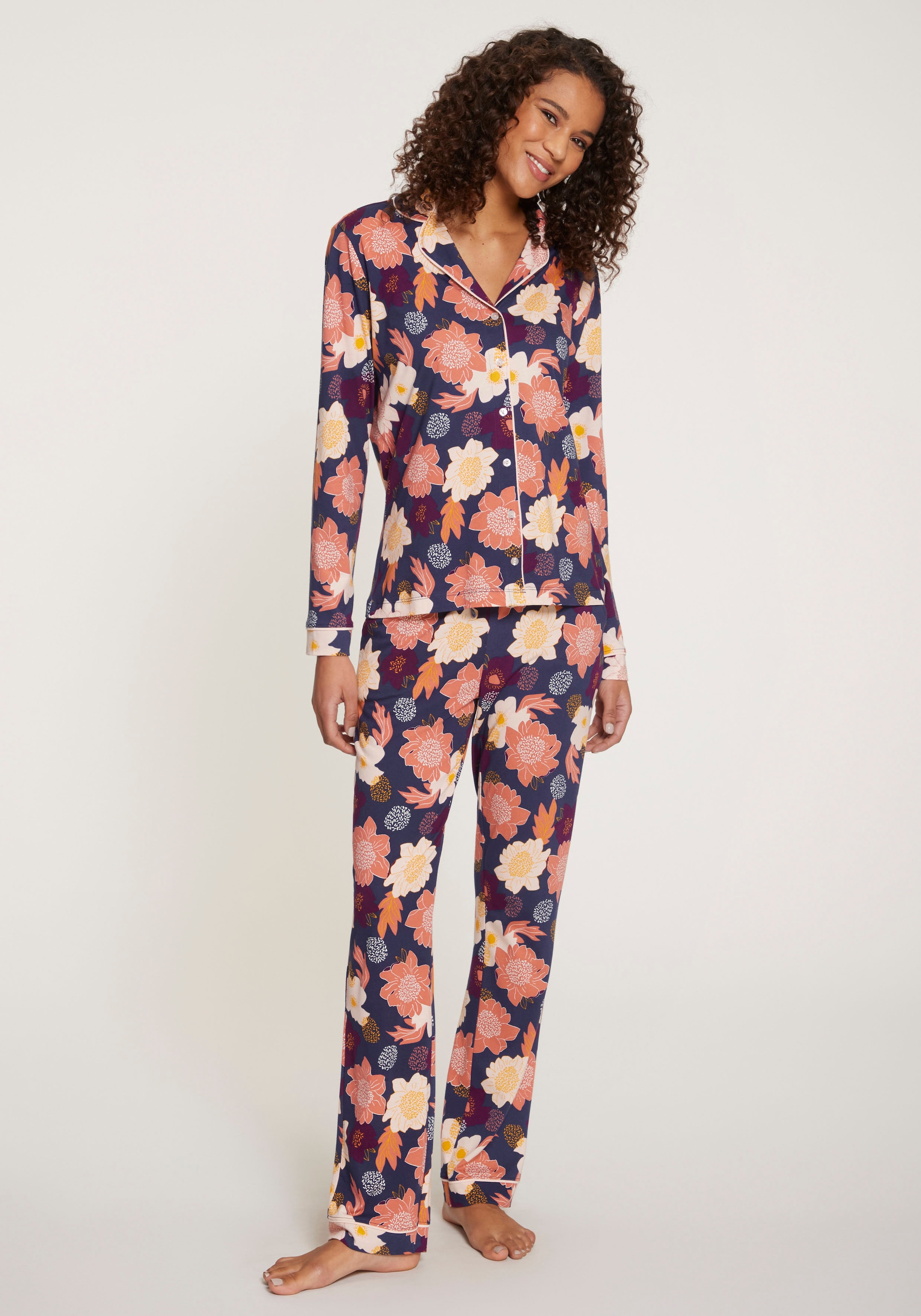 Vivance Dreams Pyjama, (2 tlg.), mit kreativen Mustern