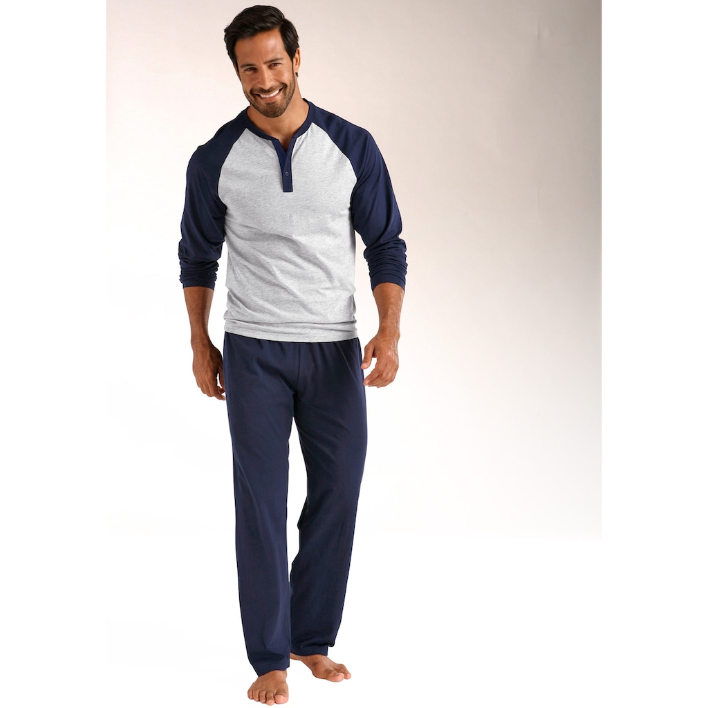 le jogger® Pyjama, (Packung, 4 tlg., 2 Stück), in langer Form, mit Raglanärmeln