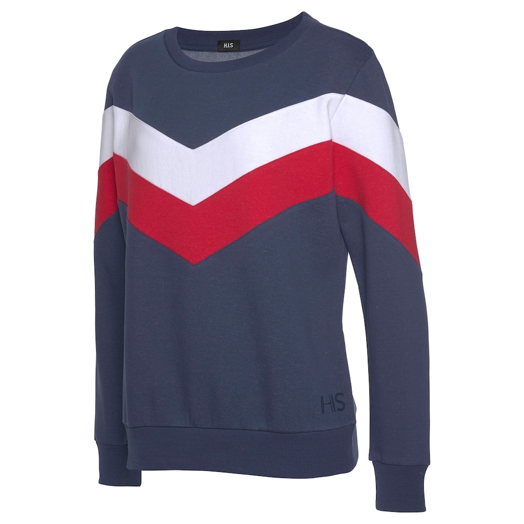 H.I.S Sweatshirt, mit Kontraststreifen an Vorderseite und Ärmeln, Loungeanzug