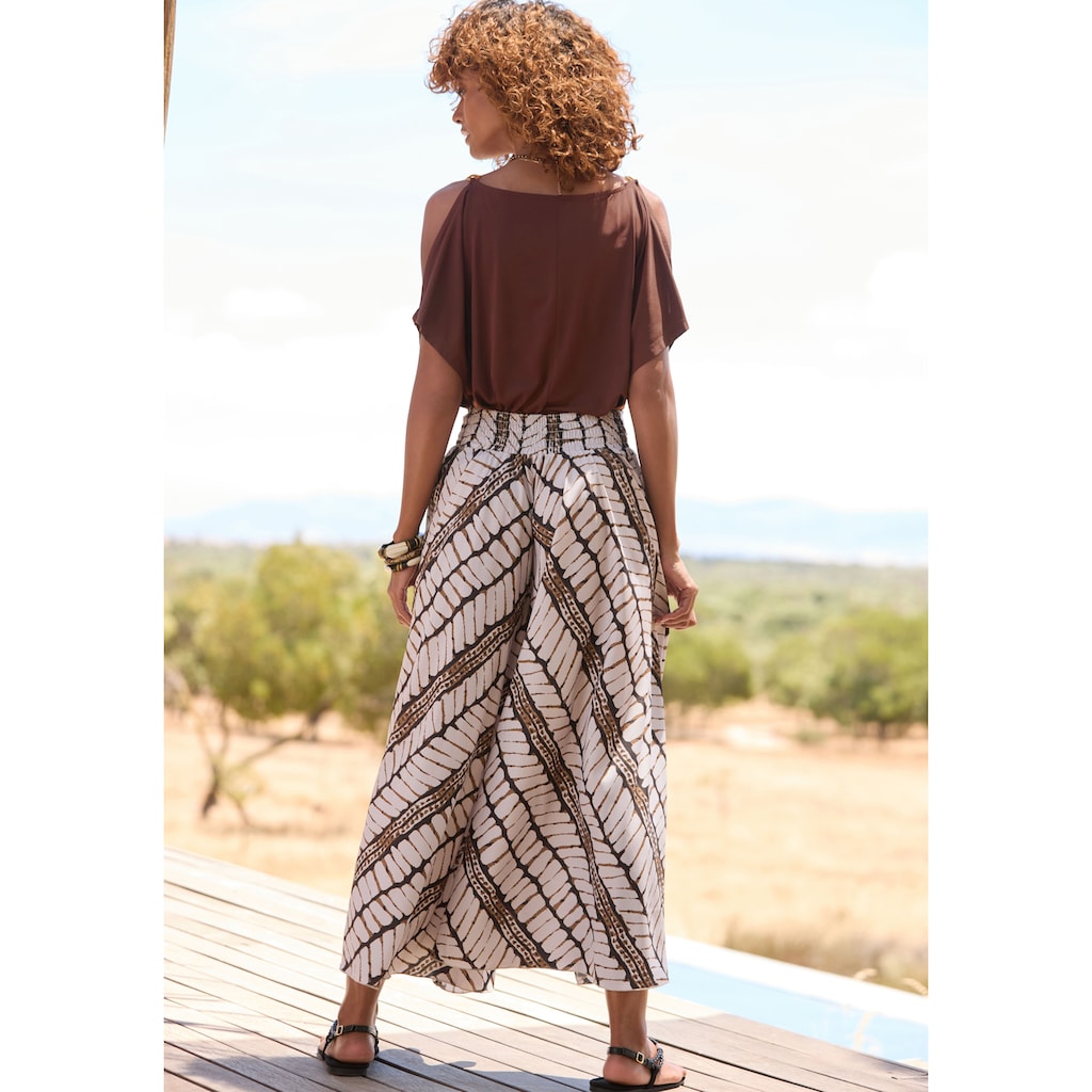 LASCANA Hosenrock, mit Alloverdruck, Culotte, extraweites Bein