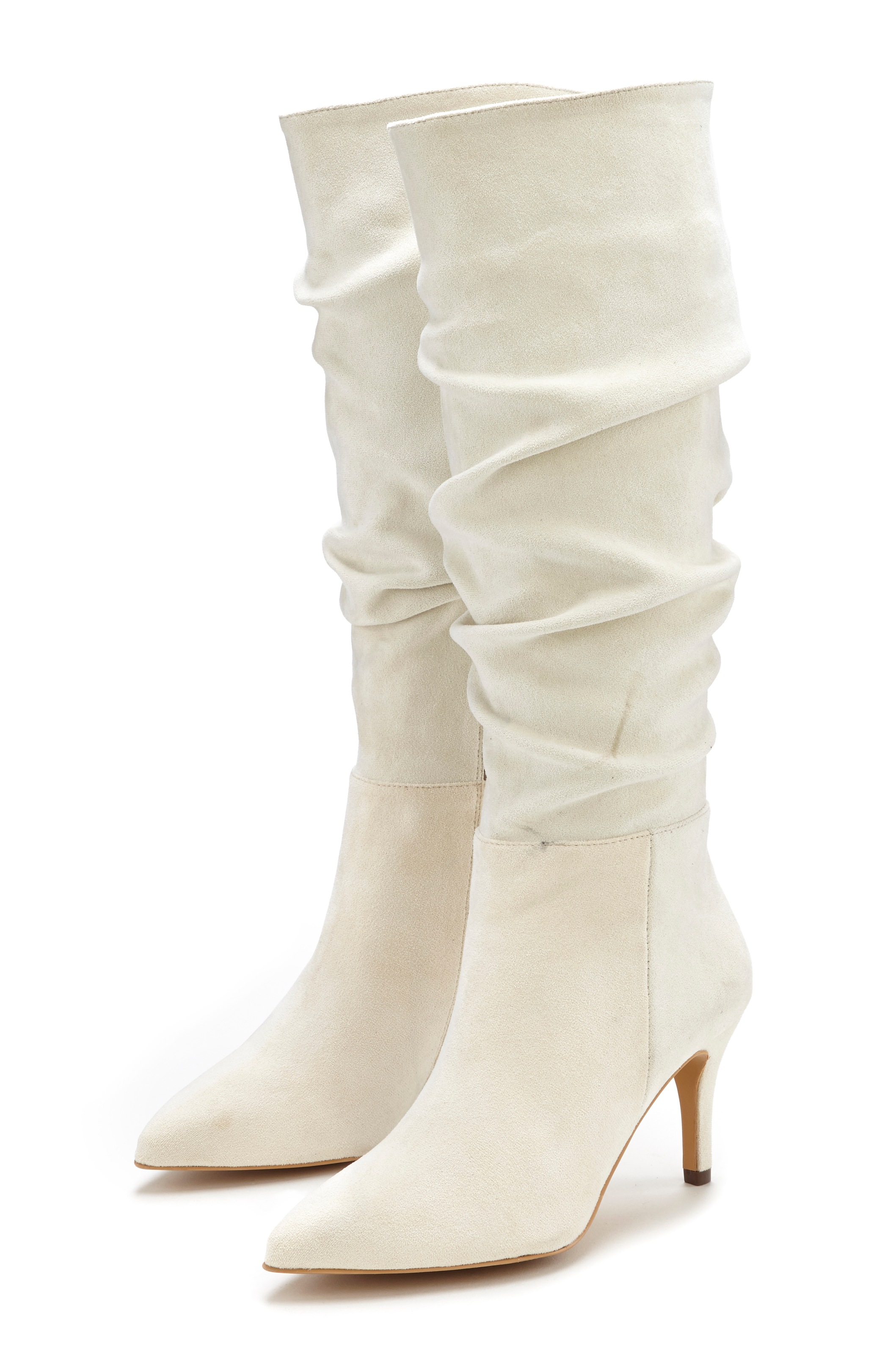 LASCANA Reissverschlussstiefel mit modischer Raffung, Langschaft, High-Heel Stiefelette,Slouchy Boots