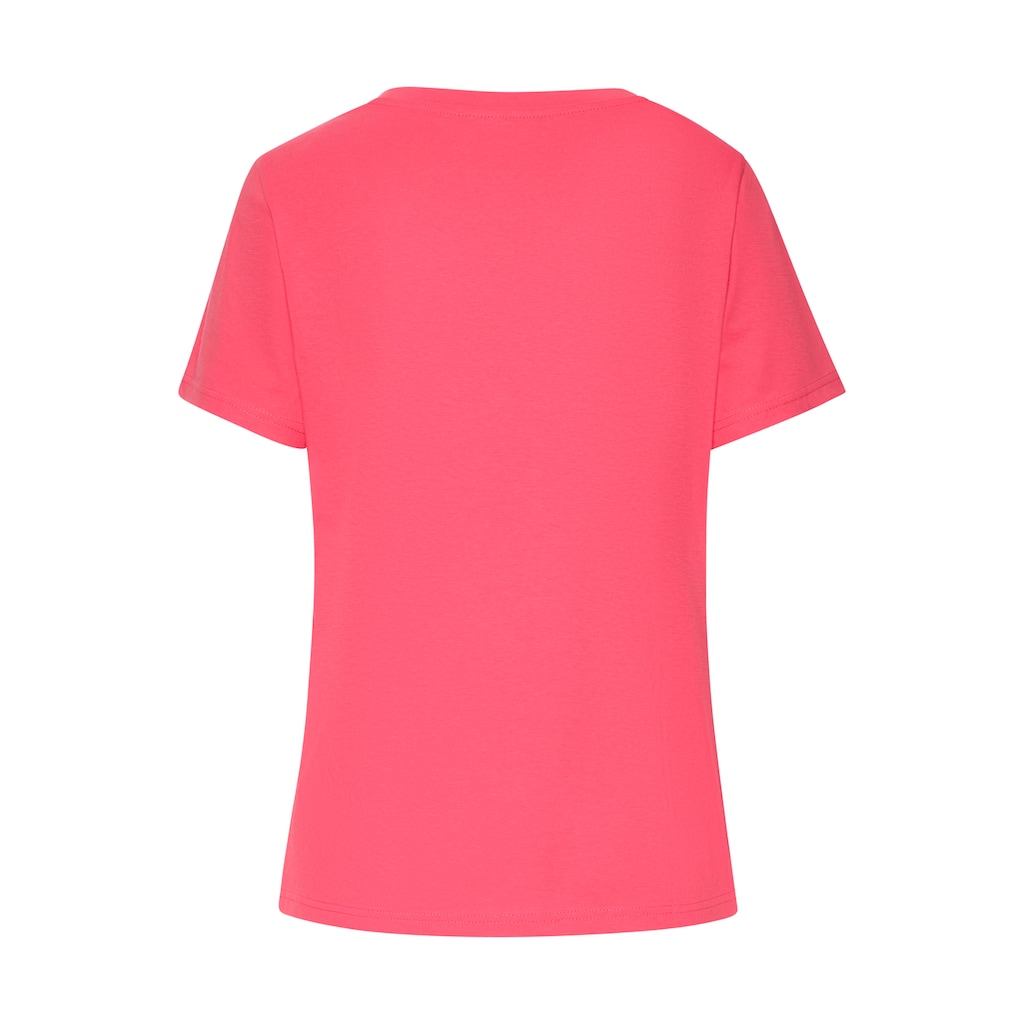 Beachtime T-Shirt »mit modischem Schlitz am Saum«, aus hochwertiger Baumwoll-Qualität