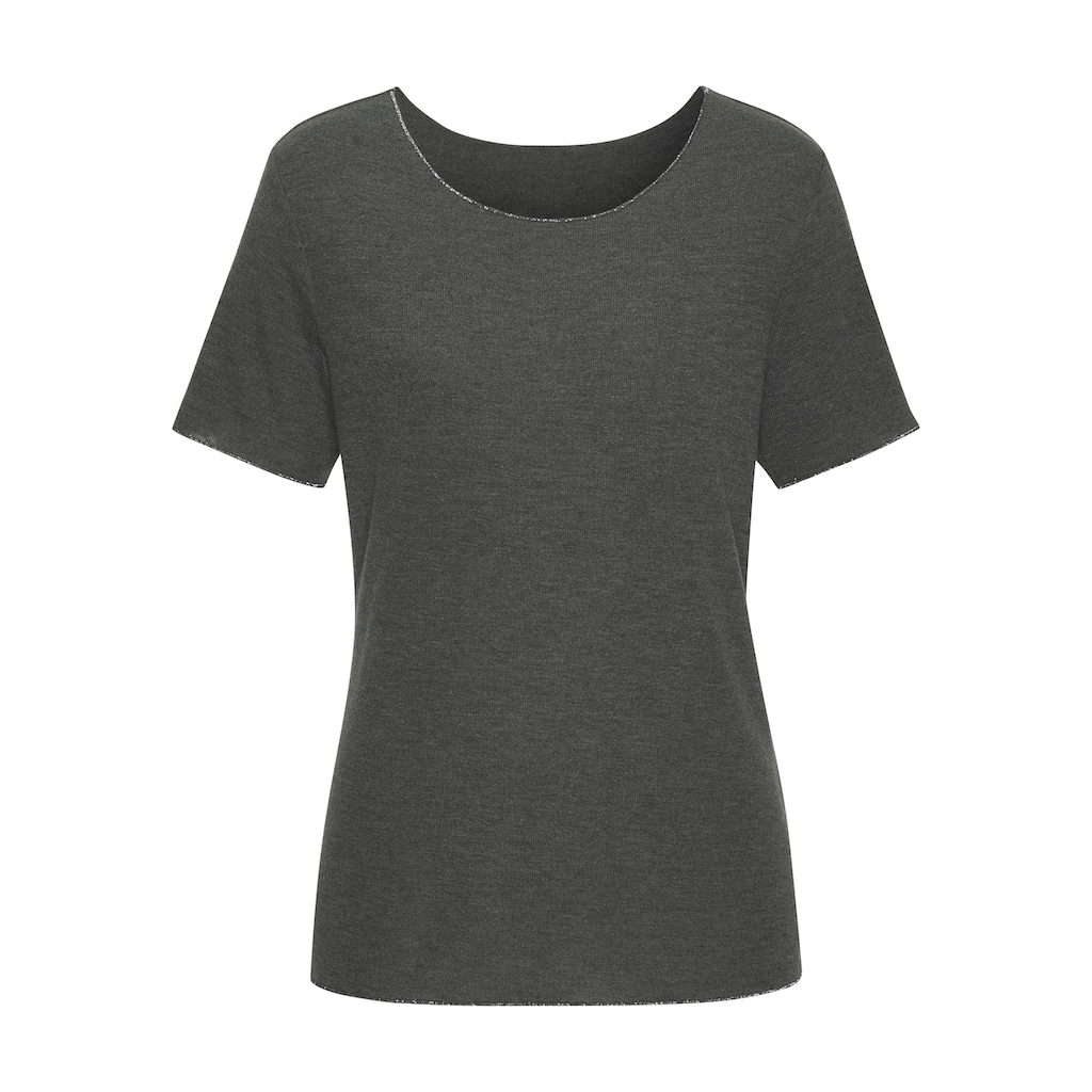 LASCANA Rundhalsshirt »mit feiner Glitzereinfassung«, aus weichem Viskose-Feinstrick