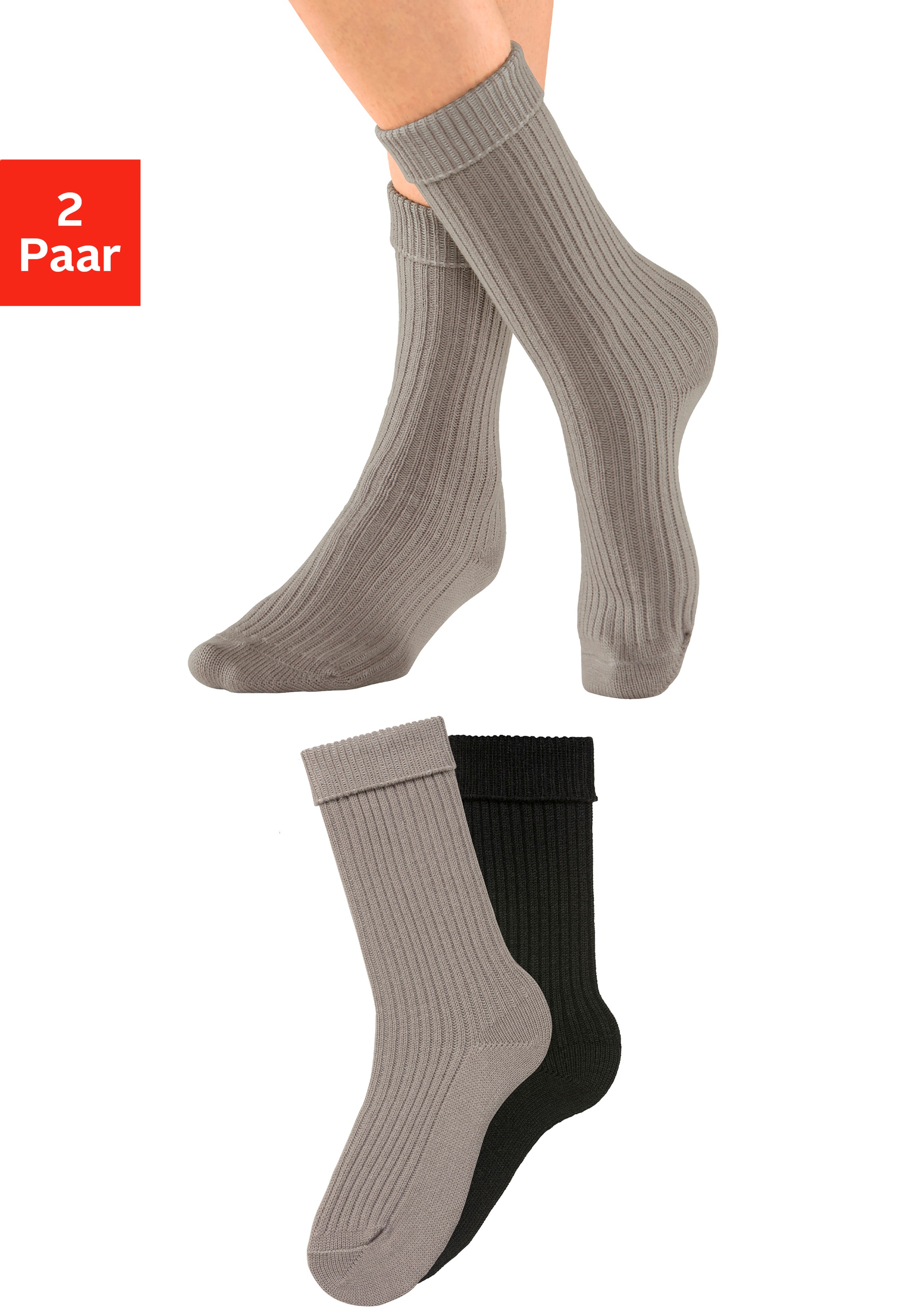 Lavana Socken Packung, 2 Paar tlg. in modischem Rippstrick
