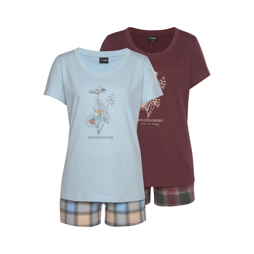 Vivance Dreams Shorty, (4 tlg., 2 Stück), mit Frontdruck