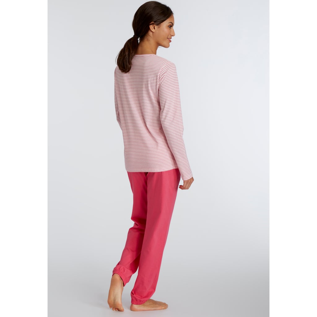Vivance Dreams Pyjama, (Set, 2 tlg.), mit garngefärbten Streifen